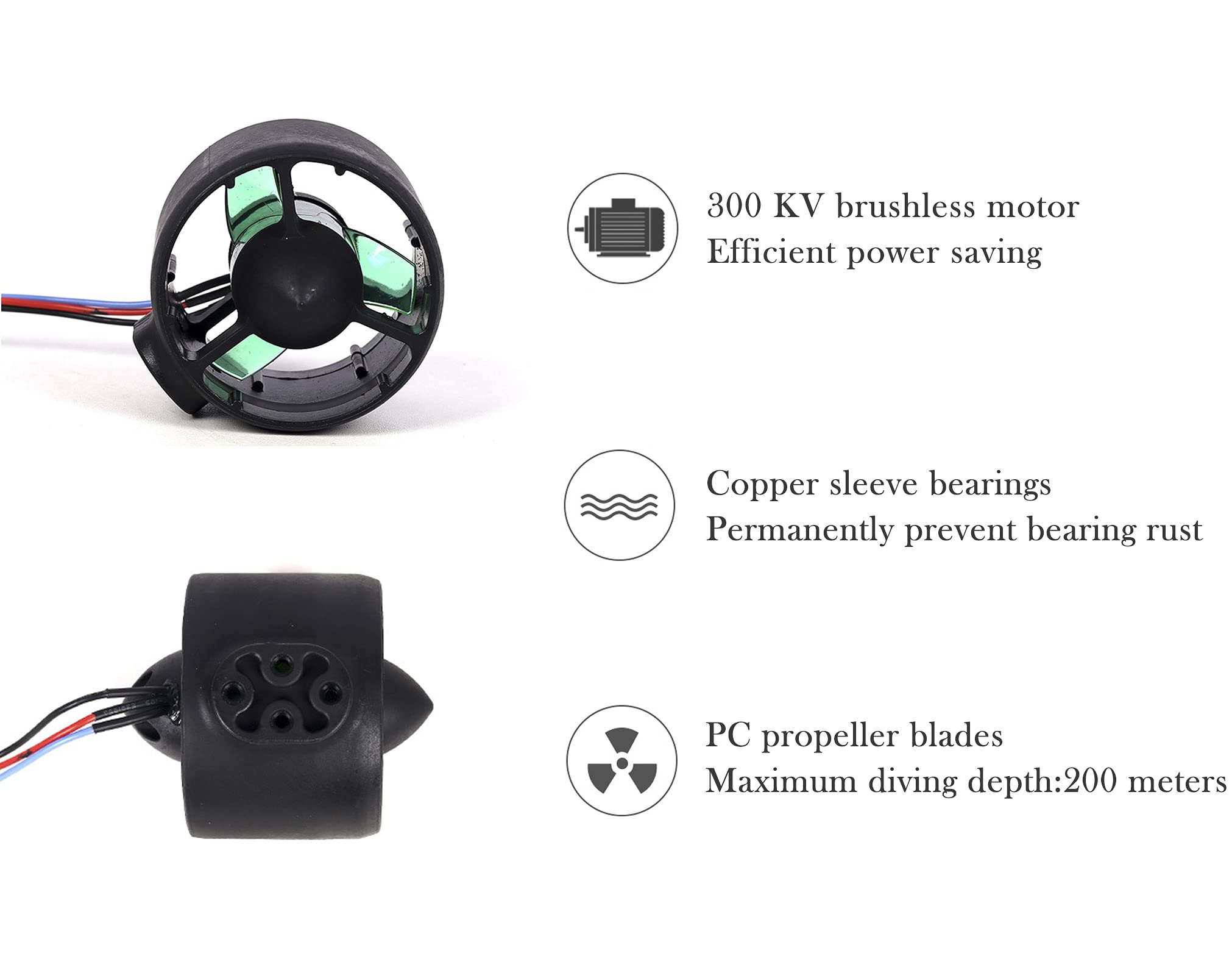 12-24V Brushless RC Boat Underwater Thruster Motor - 300KV High Torque Electric Drive Engine for RC Bait & Tug Boats | Perfect for Fishing, Underwater Exploration & Remote Control Boat Racing