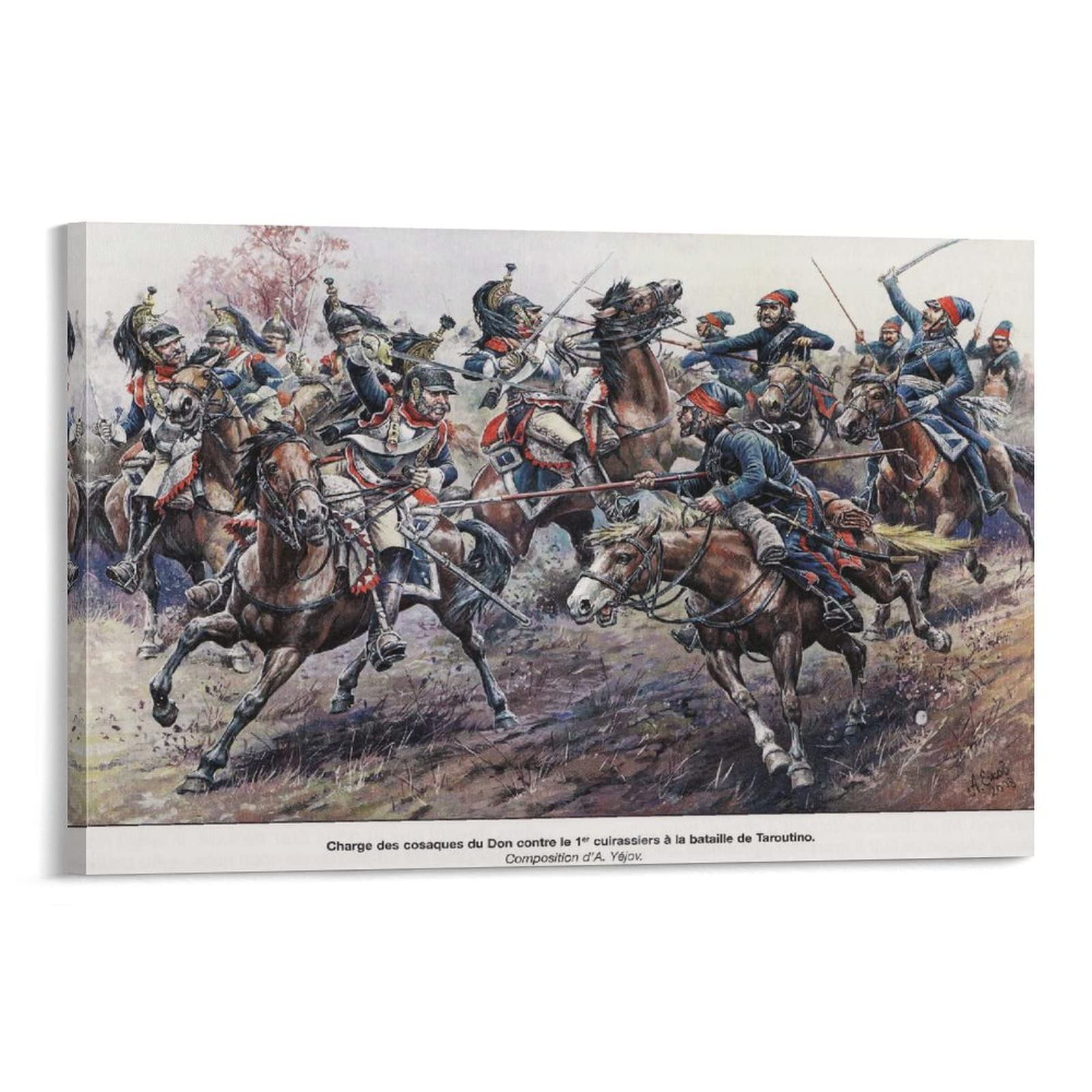 Waterloo Holland Belgian Cavalry Military History Oil Painting Art Poster - 08x12inch (20x30cm) Canvas Wall Art for Living Room, Bedroom, Office Decor - Perfect for History Enthusiasts & Military Art Collectors