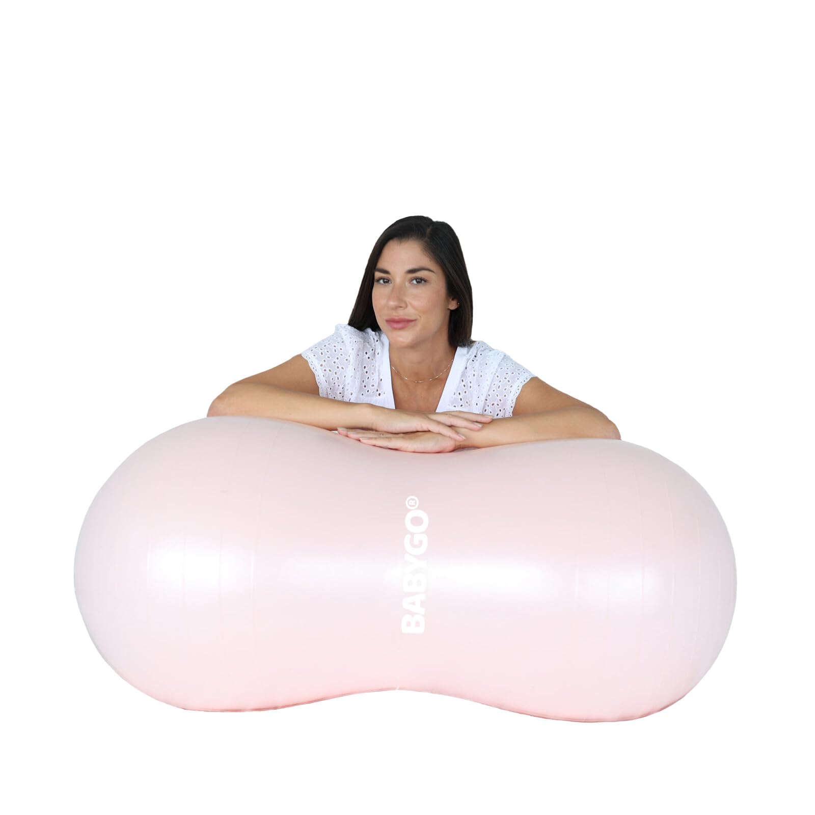 BABYGO® Peanut Ball for Labor & Delivery, Pregnancy Exercise Ball with Foot Pump & Maternity Guide Book | Anti-Burst Birthing Ball for Yoga, Physical Therapy & Postpartum Recovery | Perfect for Home, Hospital & Birth Center Use