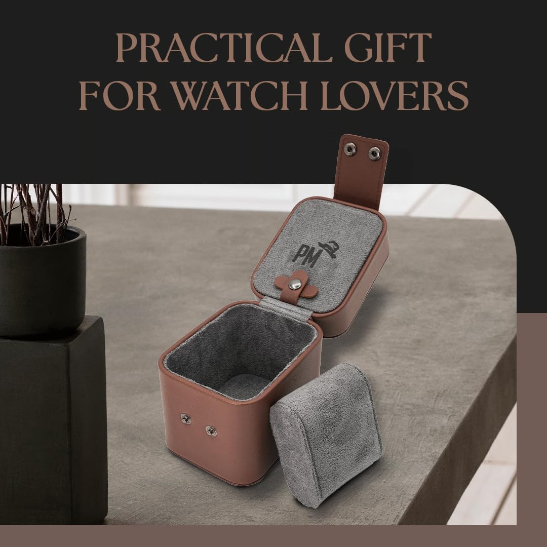 Premium Leather Travel Watch Case for Men - Luxury Wristwatch & Smartwatch Storage Organizer - Perfect for Business Trips, Vacations & Jewelry Protection