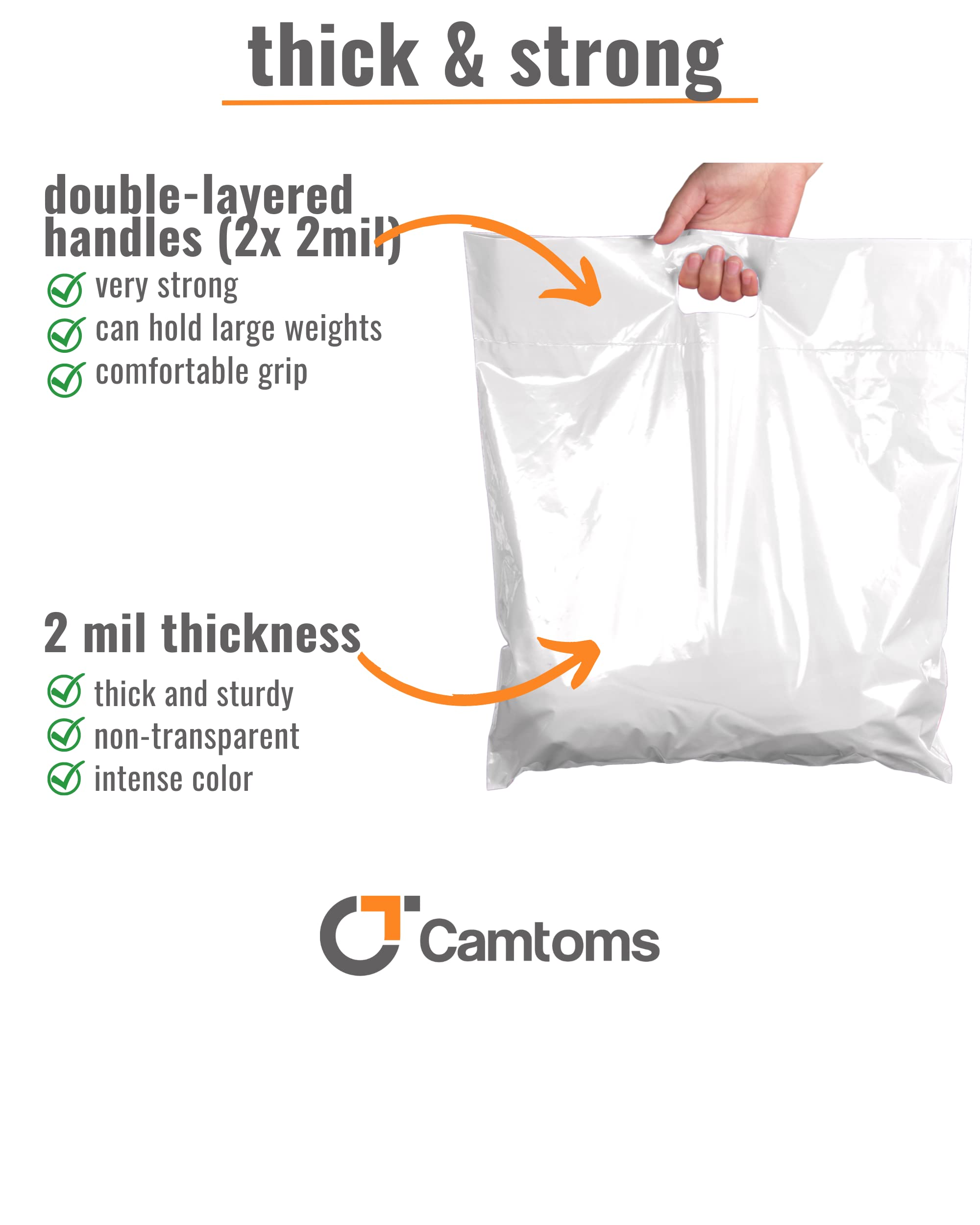 Extra Large 16x18 Plastic Shopping Bags with Handles for Small Business & Boutique | Durable Retail Merchandise Bags | Plastic Bags for Stores, Groceries & Gift Packaging (Bolsa de Plástico para Negocio)