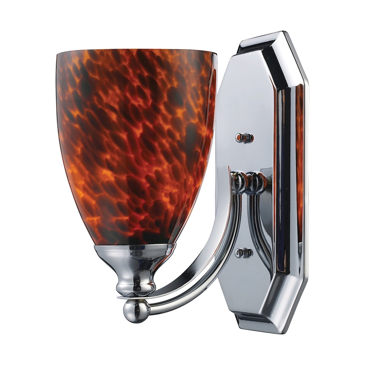 Chrome Vanity Wall Lamp with Espresso Glass Shade - 1-Light Bathroom Sconce for Bedroom, Hallway & Dressing Room Lighting