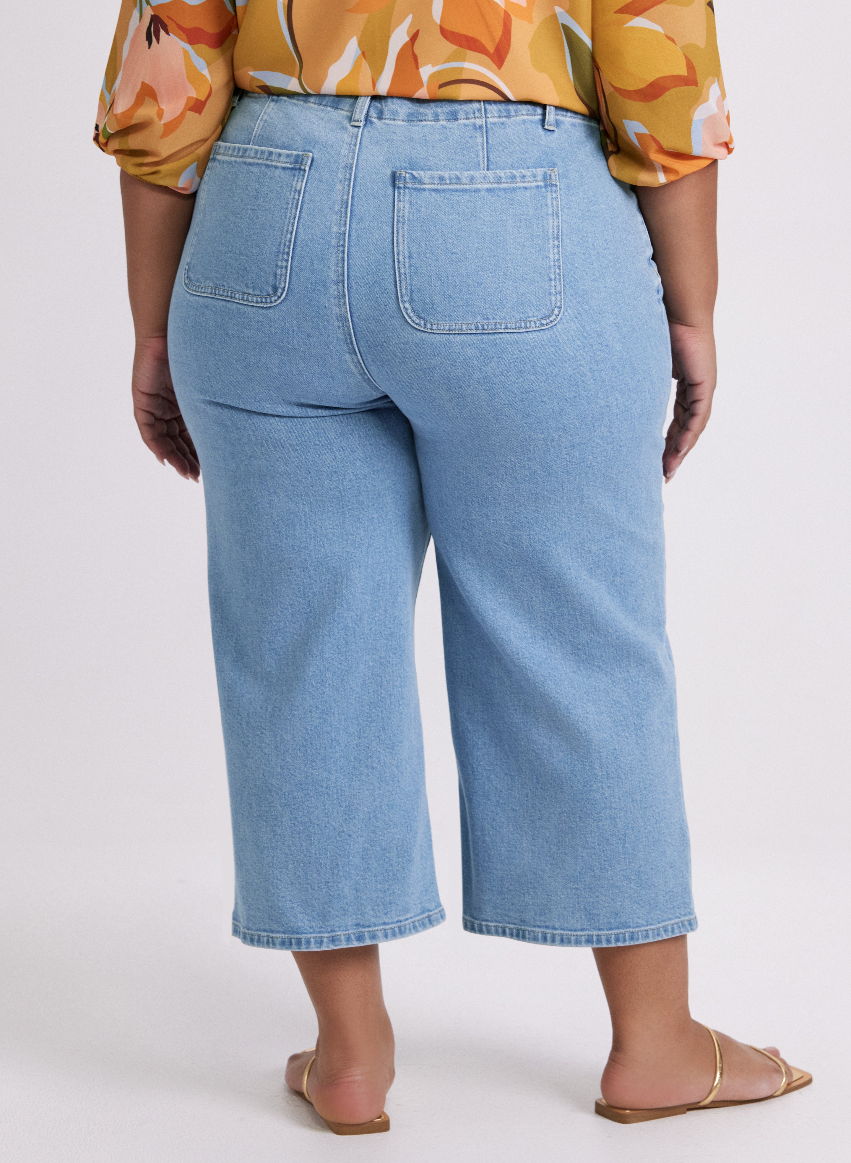 Stylish High Waisted Cropped Wide Leg Jeans for Women - Trendy Comfort Fit Denim Pants - Perfect for Casual Outings, Streetwear & Summer Fashion