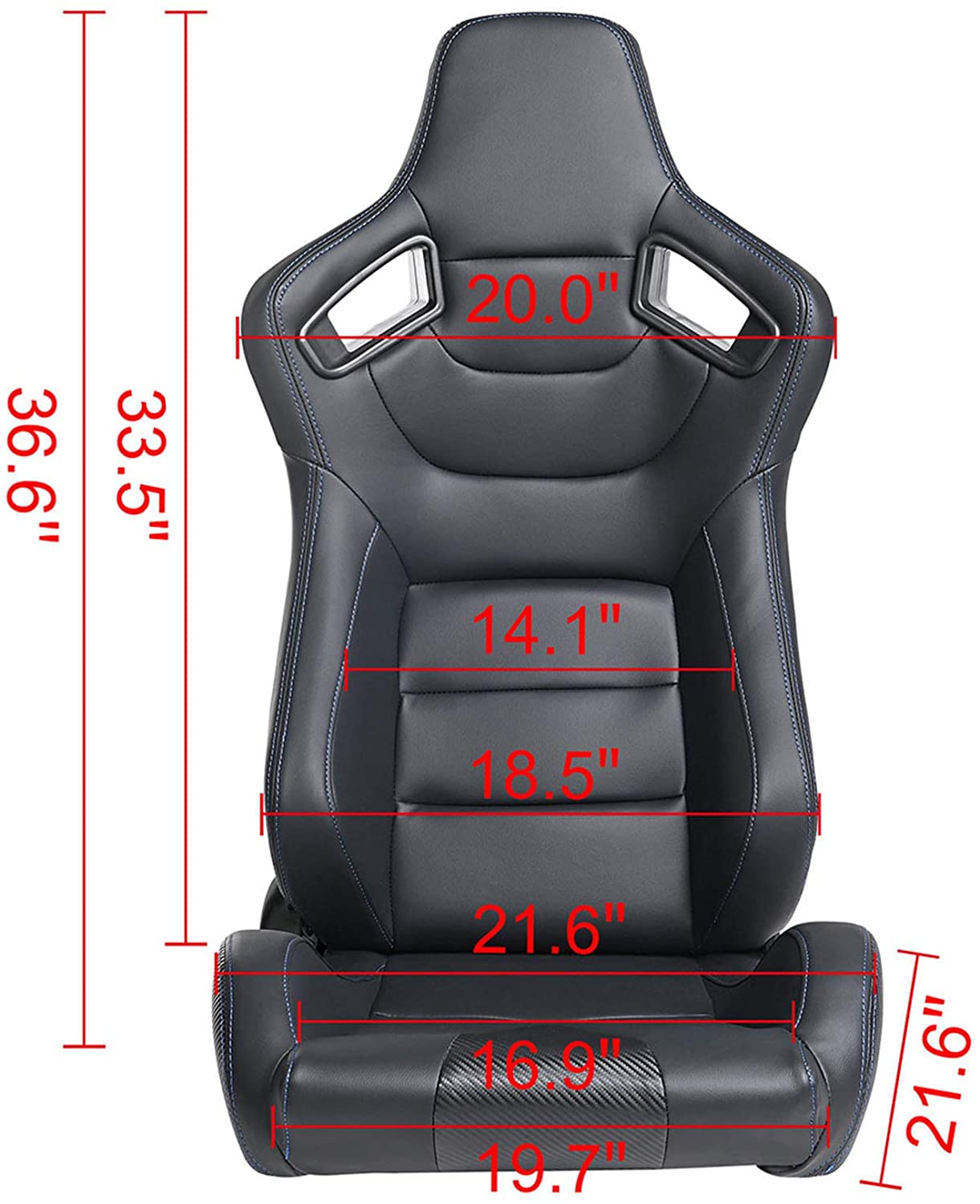 2PCS Universal Adjustable Racing Seats - PVC Leather Bucket Style for Cars & Trucks | High-Performance Sports Car & Off-Road Vehicle Seats | Perfect for Racing, Drifting & Daily Driving