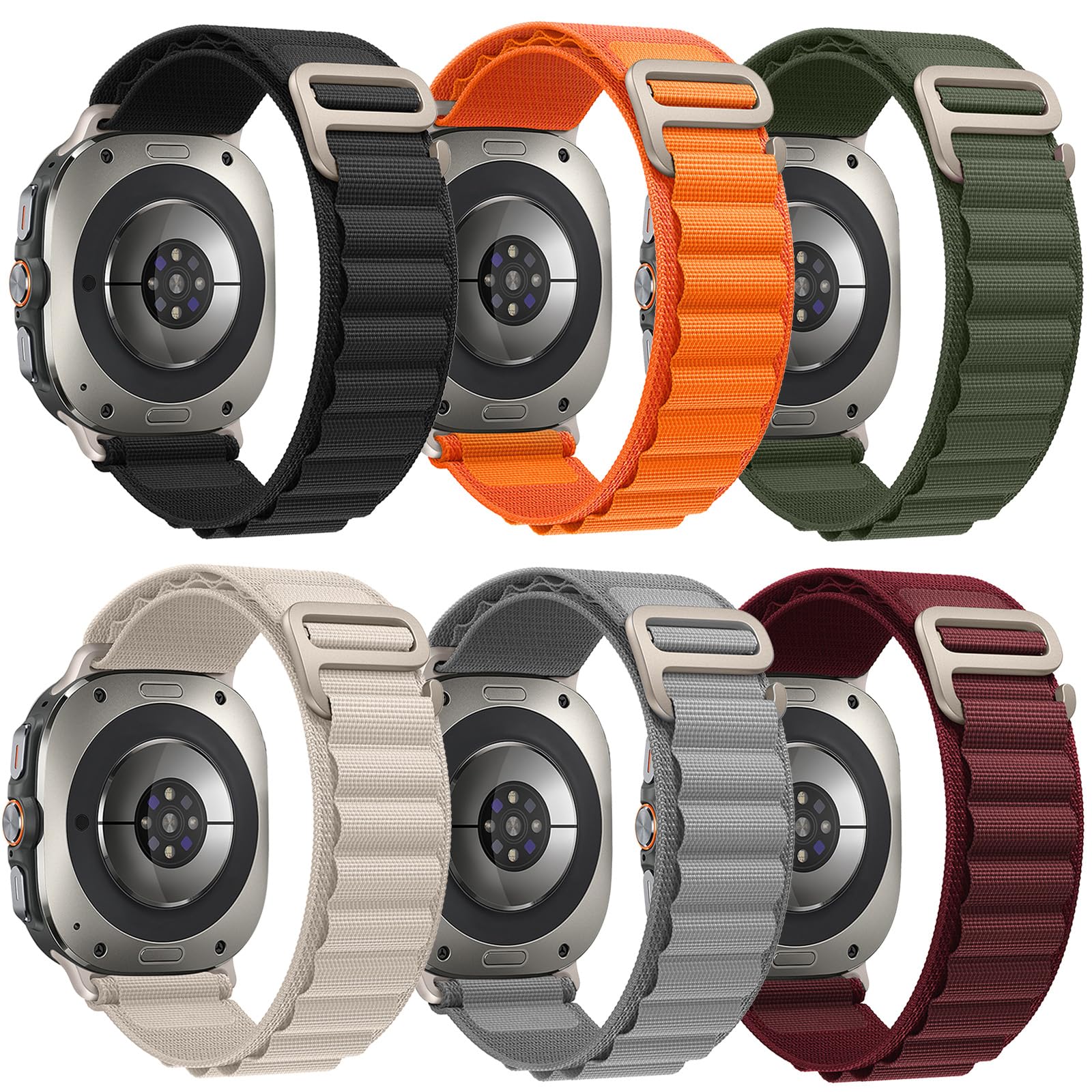 6 Pack Soft Sport Alpine Loop Bands for Apple Watch Ultra 2/1 & Series 10/9/8/7/SE/6/5/4 - 49mm 46mm 45mm 44mm Compatible Replacement Strap for Men & Women - Perfect for Running, Hiking & Outdoor Activities