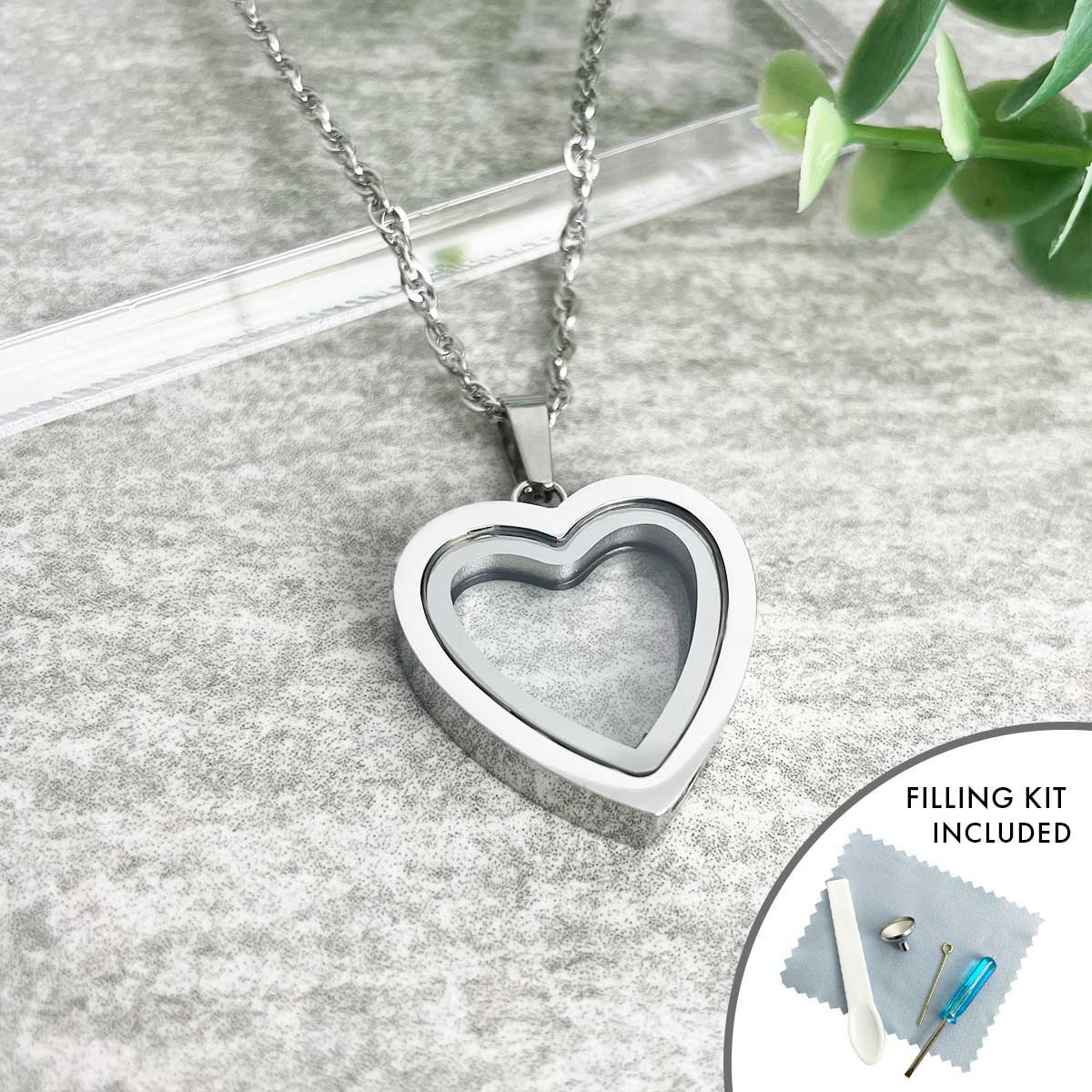 Heart-Shaped Window Cremation Urn Necklace for Ashes - Memorial Jewelry for Loved Ones | Perfect for Keeping Memories Close, Grieving & Remembrance