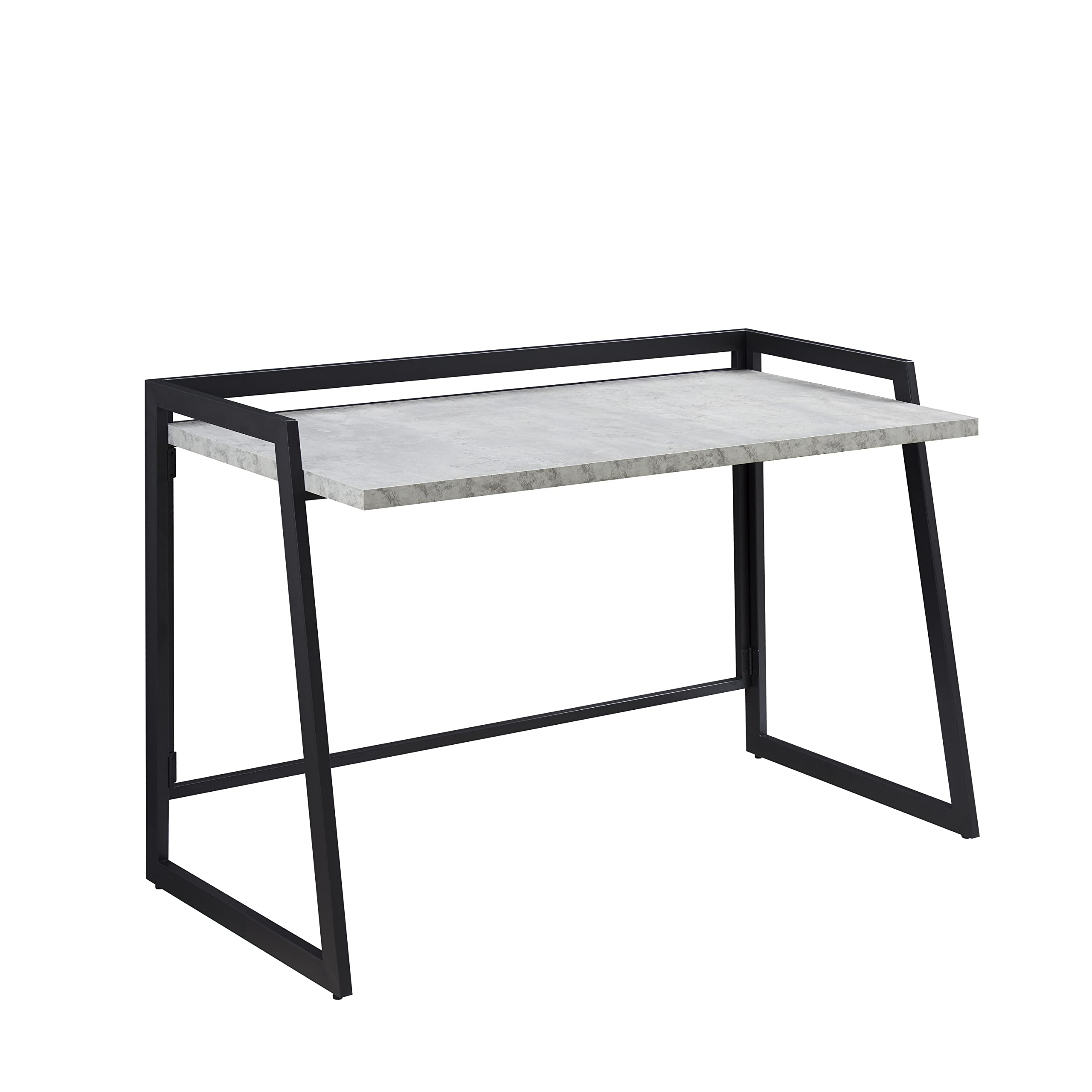 Leick Home 70004-CCGM Modern Mixed Metal and Wood Desk with Concrete Top & Gunmetal Frame - Perfect for Home Office, Study Room or Workspace