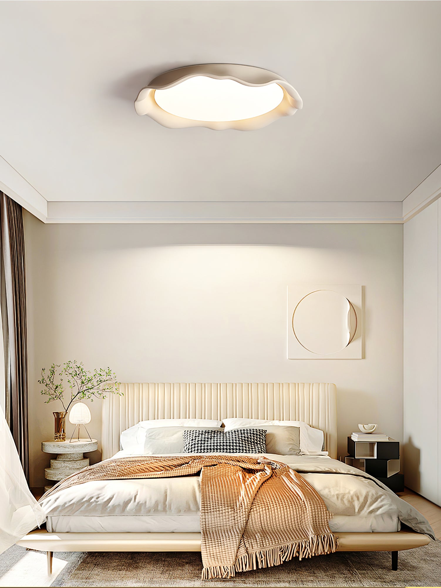 Modern Aera Microcement Ceiling Light Fixture - Minimalist Design for Living Room, Bedroom, Kitchen & Office Lighting