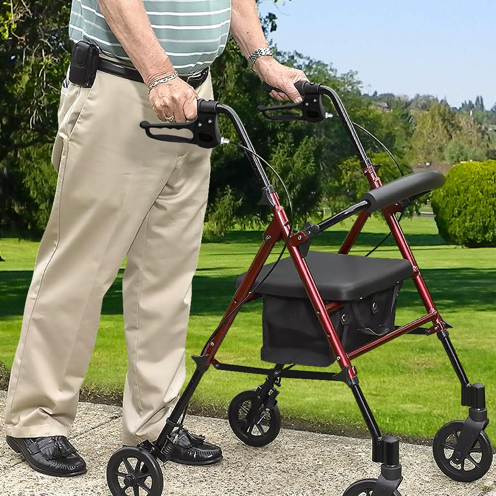 FVRITO 2 Pack Brake Handle Assembly Replacement with 41'' Cable - Compatible with Rolling Walkers, Transport Wheelchairs, Mobility Knee Walkers & Folding Rollators - Ideal for Seniors & Mobility Assistance Devices (Home Use, Rehabilitation, Elderly Care)