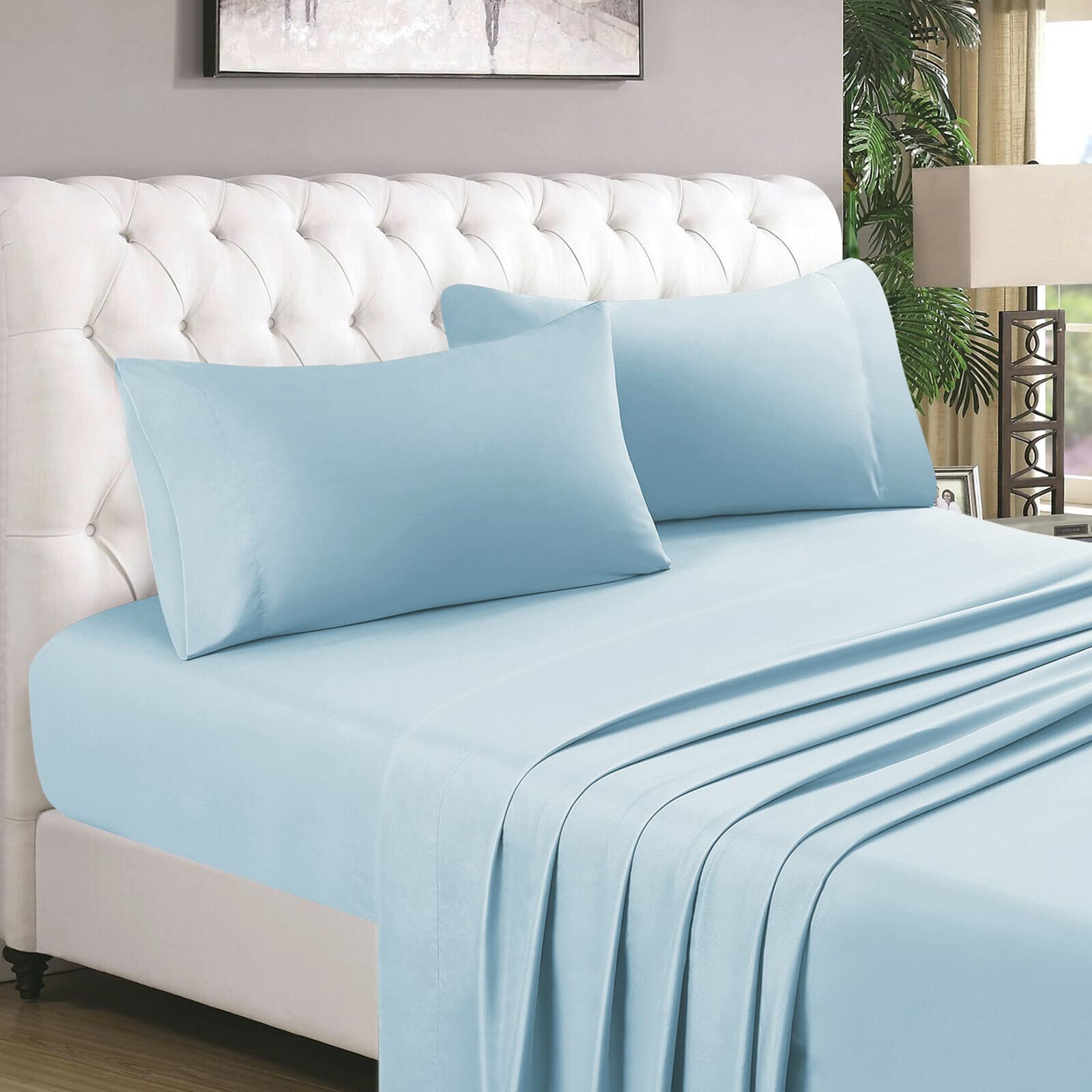 Luxury 100% Cotton Full Size Sheet Set - 4 Piece Hotel Quality Bed Sheets with 18