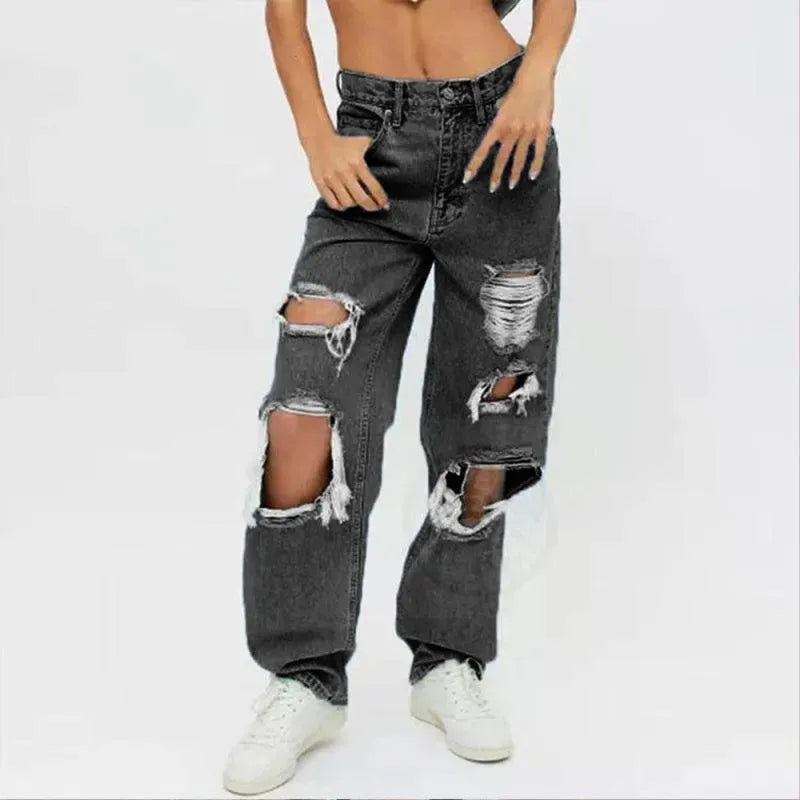 Women's Ripped Baggy Jeans - Distressed Denim Pants for Casual Streetwear & Fashion Outfits | Perfect for Everyday Wear, Parties & Urban Style