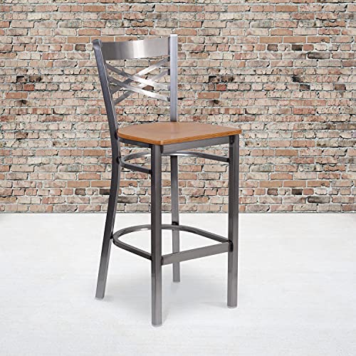 Natural Wood Seat/Clear Coated Metal Frame