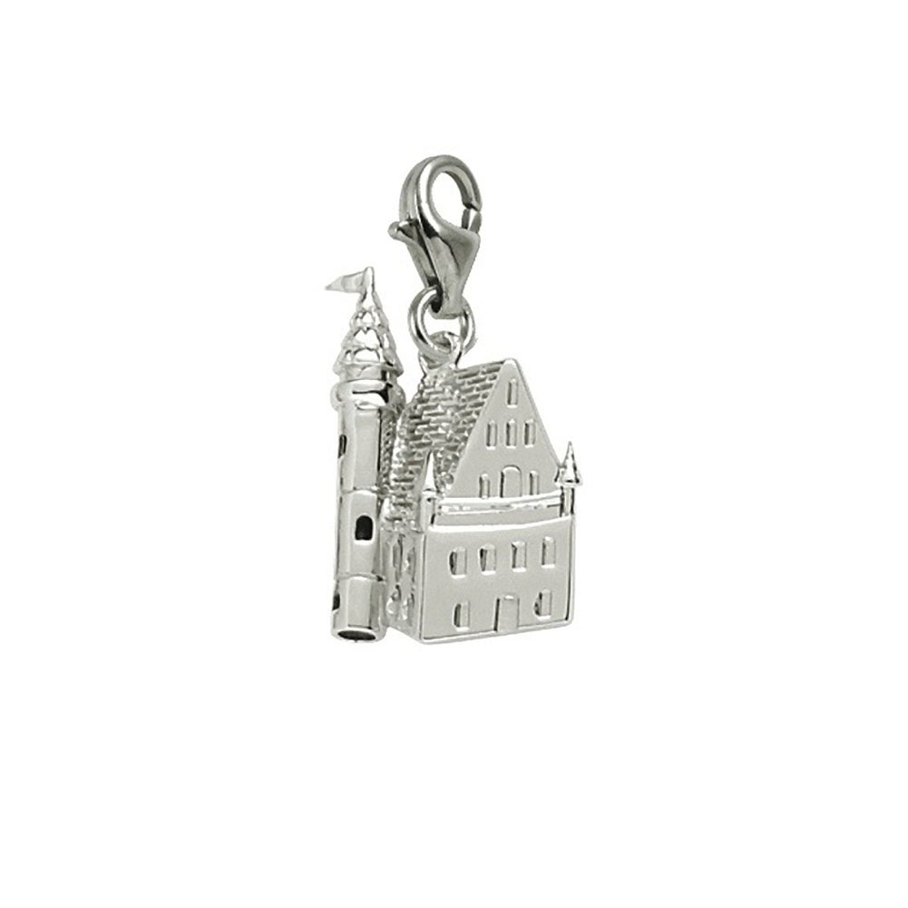 Castle Charm Pendant with Lobster Claw Clasp - Silver Jewelry Charm for Bracelets & Necklaces - Perfect for DIY Jewelry Making & Gift Giving