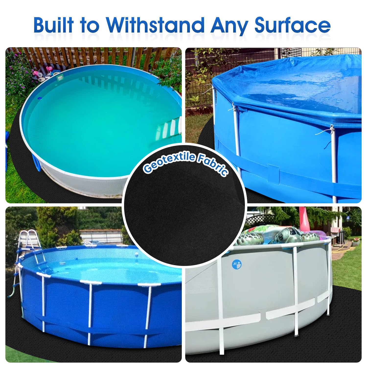 24-Foot Round Pool Pads for Above Ground Pools - Heavy Duty Geotextile Fabric Under Liner Mat, Puncture & Tear Resistant Ground Cover - Extends Pool Liner Life (Black, Fits 12-24FT Pools) - Perfect for Backyard, Inflatable & Metal Frame Pools