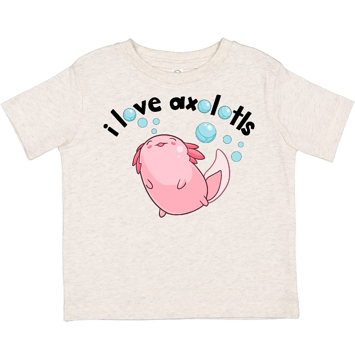 Inktastic Cute Axolotl with Bubbles Graphic Toddler T-Shirt - Soft Cotton Tee for Kids, Boys & Girls - Perfect for Playdates, School & Casual Outings