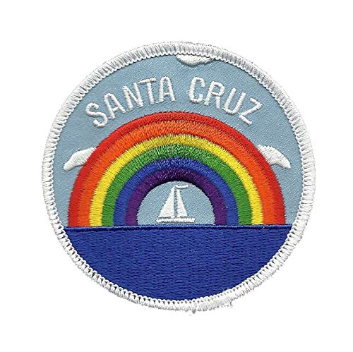 Santa Cruz Iron On Patch - Rainbow & Sailboat Design - California Souvenir Embroidered Badge for Jackets, Backpacks & DIY Crafts