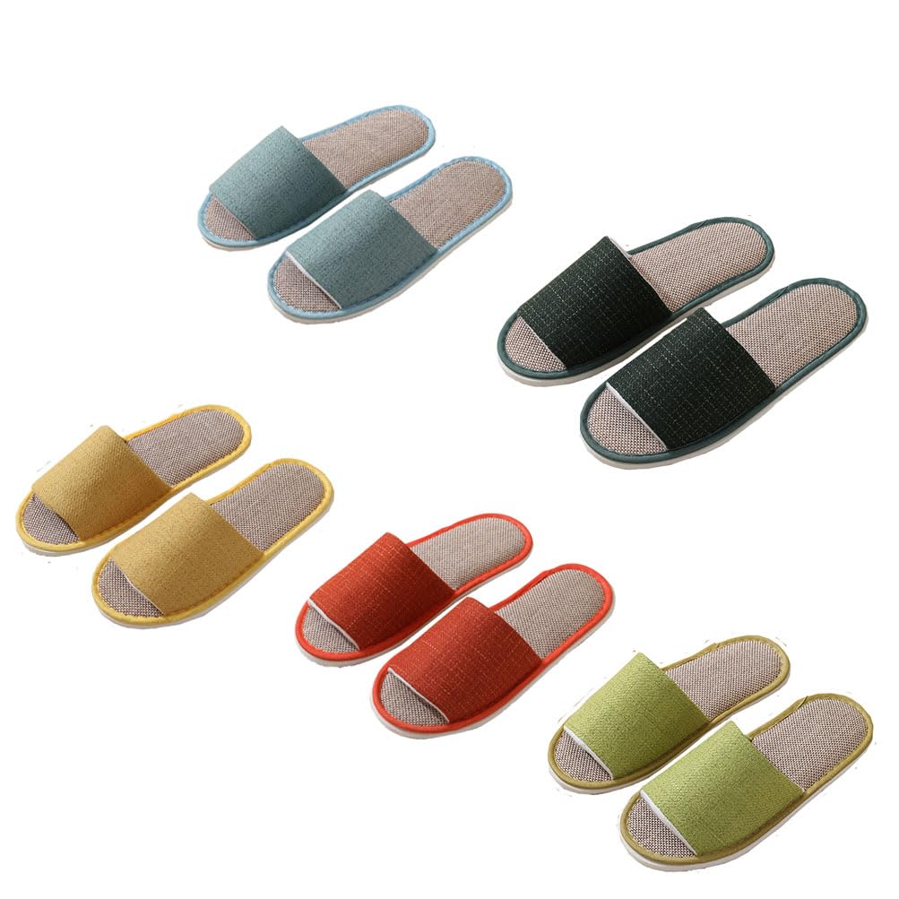 5-6 Pairs Non-Slip Disposable Spa Slippers for Guests - Washable Foldable Linen Open-Toe House Slippers for Women & Men - Perfect for Hotels, Spas, Salons, and Home Use