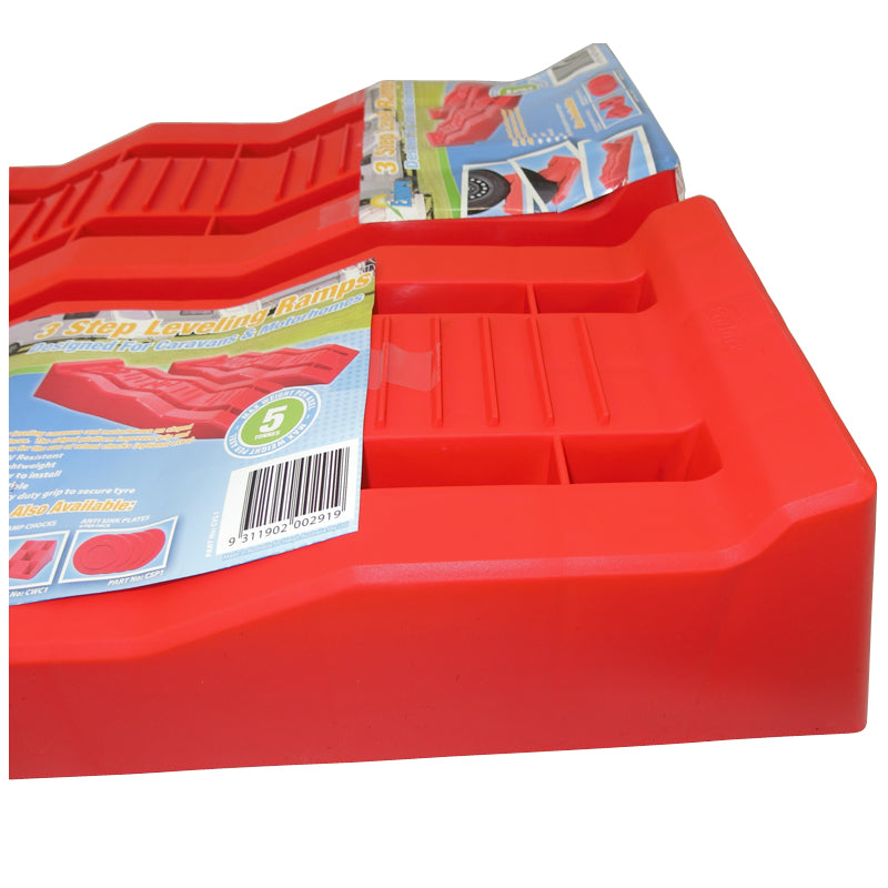 Caravan RV 3 Step Heavy Duty Leveling Ramps for Motorhome, Camper & Bus - Perfect for Parking, Camping & Uneven Ground Stabilization