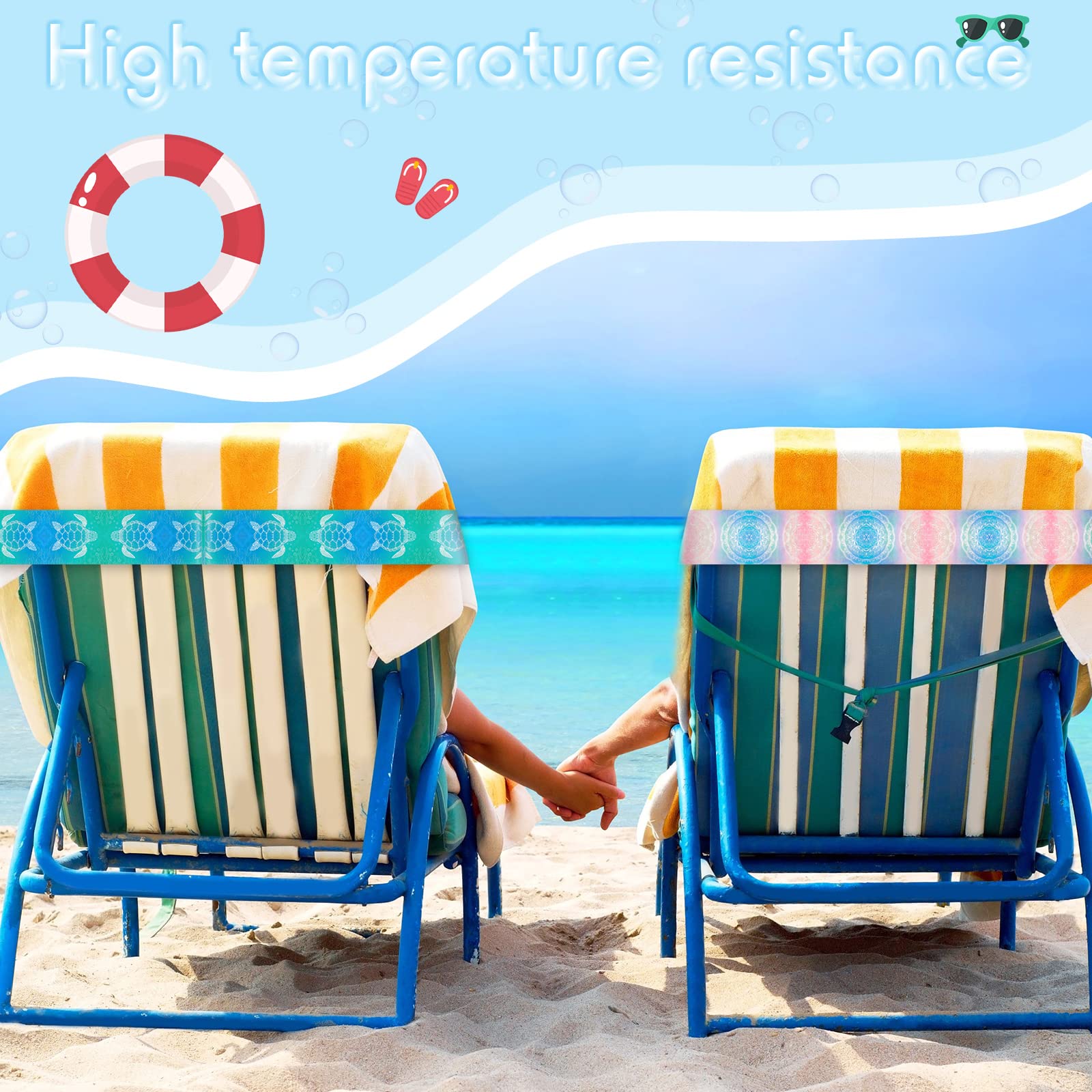8 Pack Large Elastic Towel Bands for Beach Chairs - 15.75