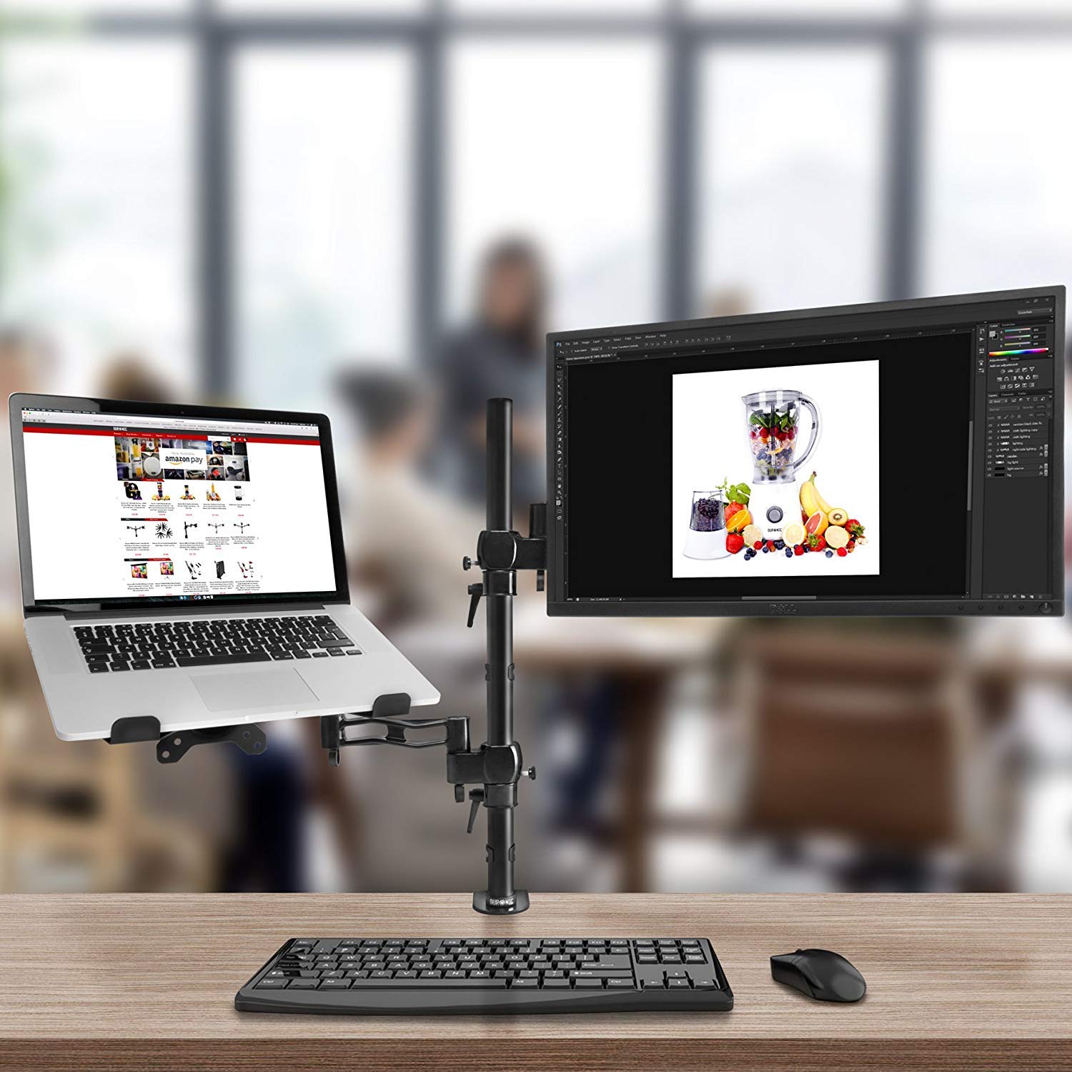 Duronic DM35L1X1 Dual Monitor Arm Stand - Adjustable Laptop & PC Screen Mount for 13-27