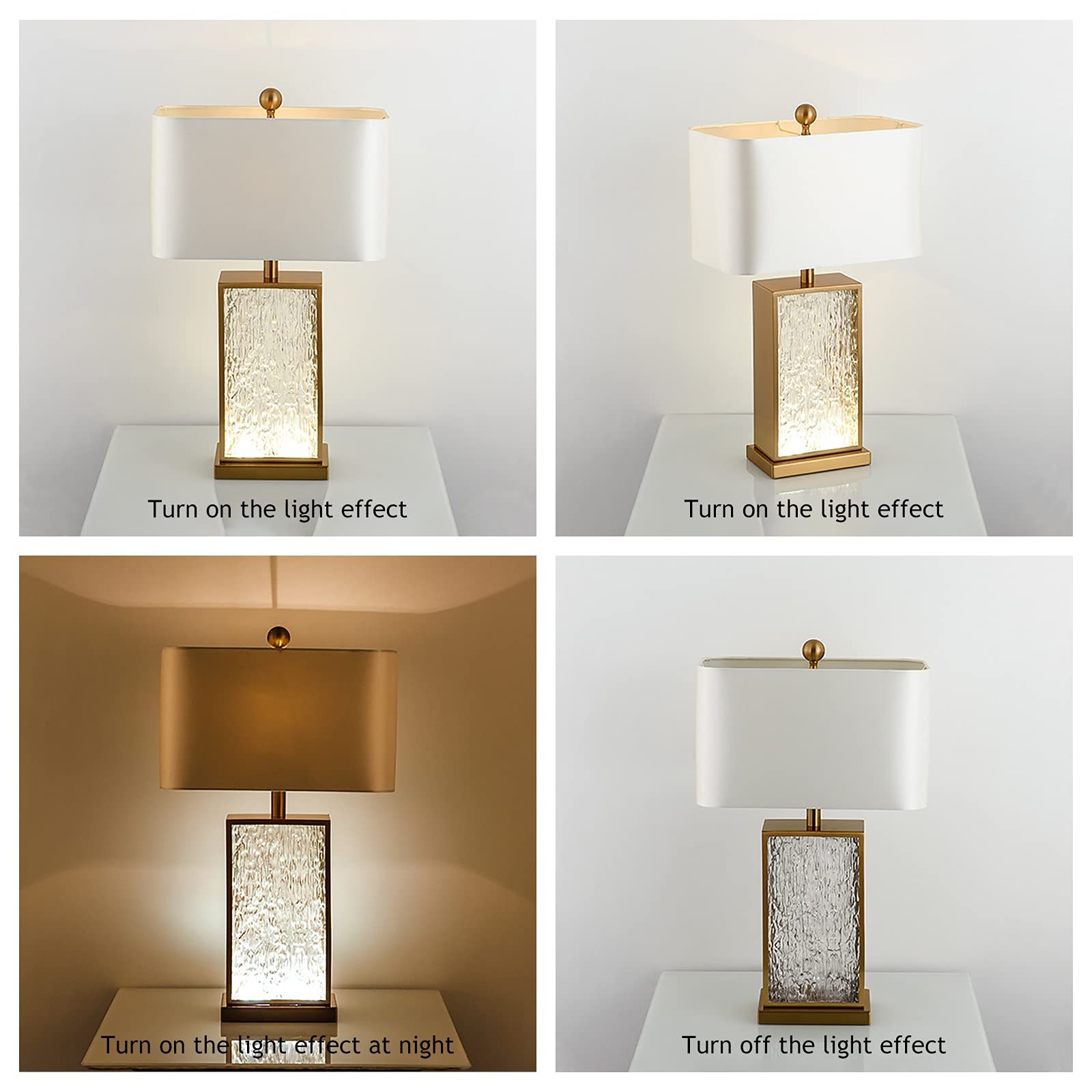 Modern Luxury Glazed Glass Table Lamp with Metal Base - Elegant Bedside Lighting for Bedroom & Living Room - Perfect for Reading, Relaxing & Home Decor
