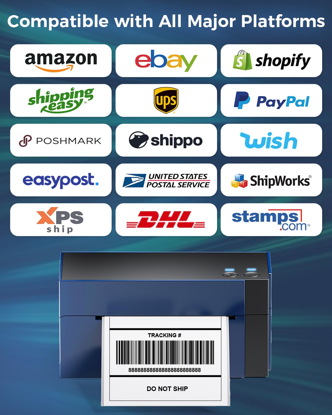 Memoking 4x6 WiFi Thermal Shipping Label Printer - 344WF Wireless Label Printer for Small Business, 300DPI High Resolution, Compatible with Amazon, Shopify, Etsy, USPS, eBay - Perfect for E-commerce Shipping, Warehouse Labeling & Small Business Logistics