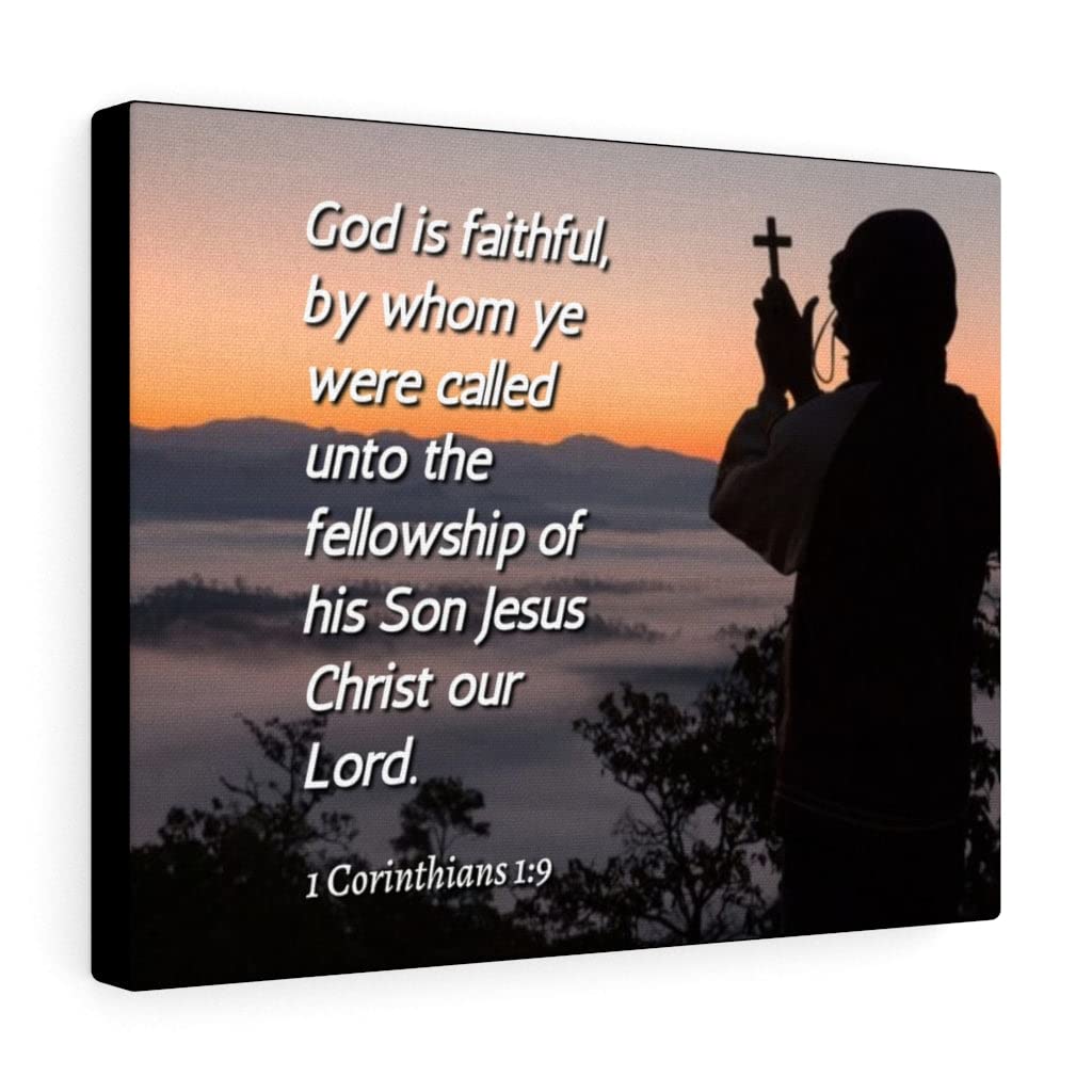 God is Faithful 1 Corinthians 1:9 Christian Wall Art - Bible Verse Print Ready to Hang - Inspirational Scripture Decor for Home, Church & Office - Perfect Gift for Weddings, Baptisms & Religious Occasions