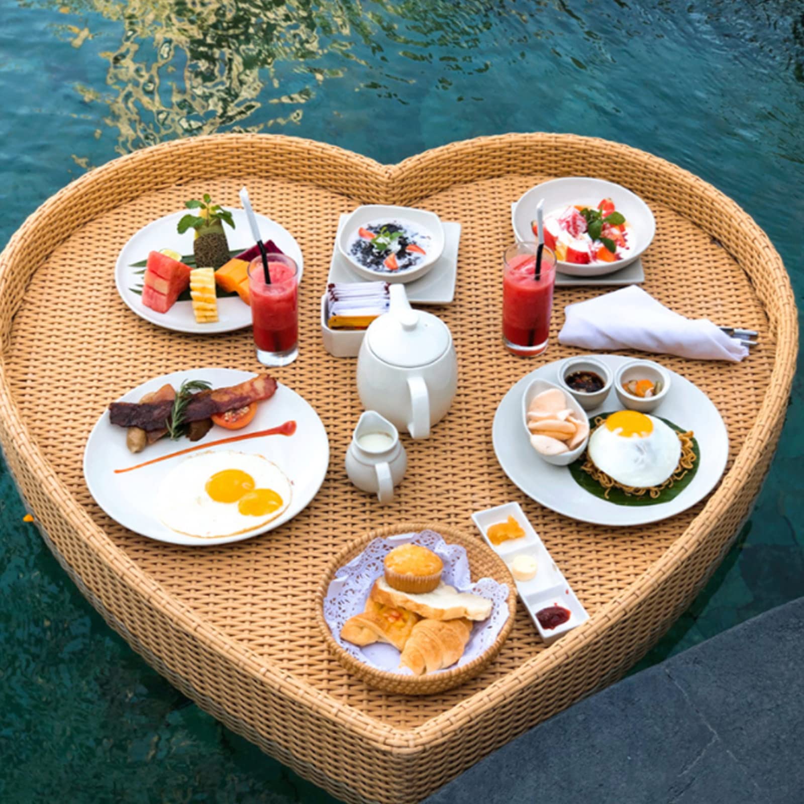 Premium Floating Pool Tray - Waterproof Drink Holder & Snack Tray for Swimming Pools, Lakes & Beaches - Multifunctional Floating Table for Drinks, Food & Accessories - Perfect for Pool Parties, Relaxation & Outdoor Water Activities (Apricot Color)
