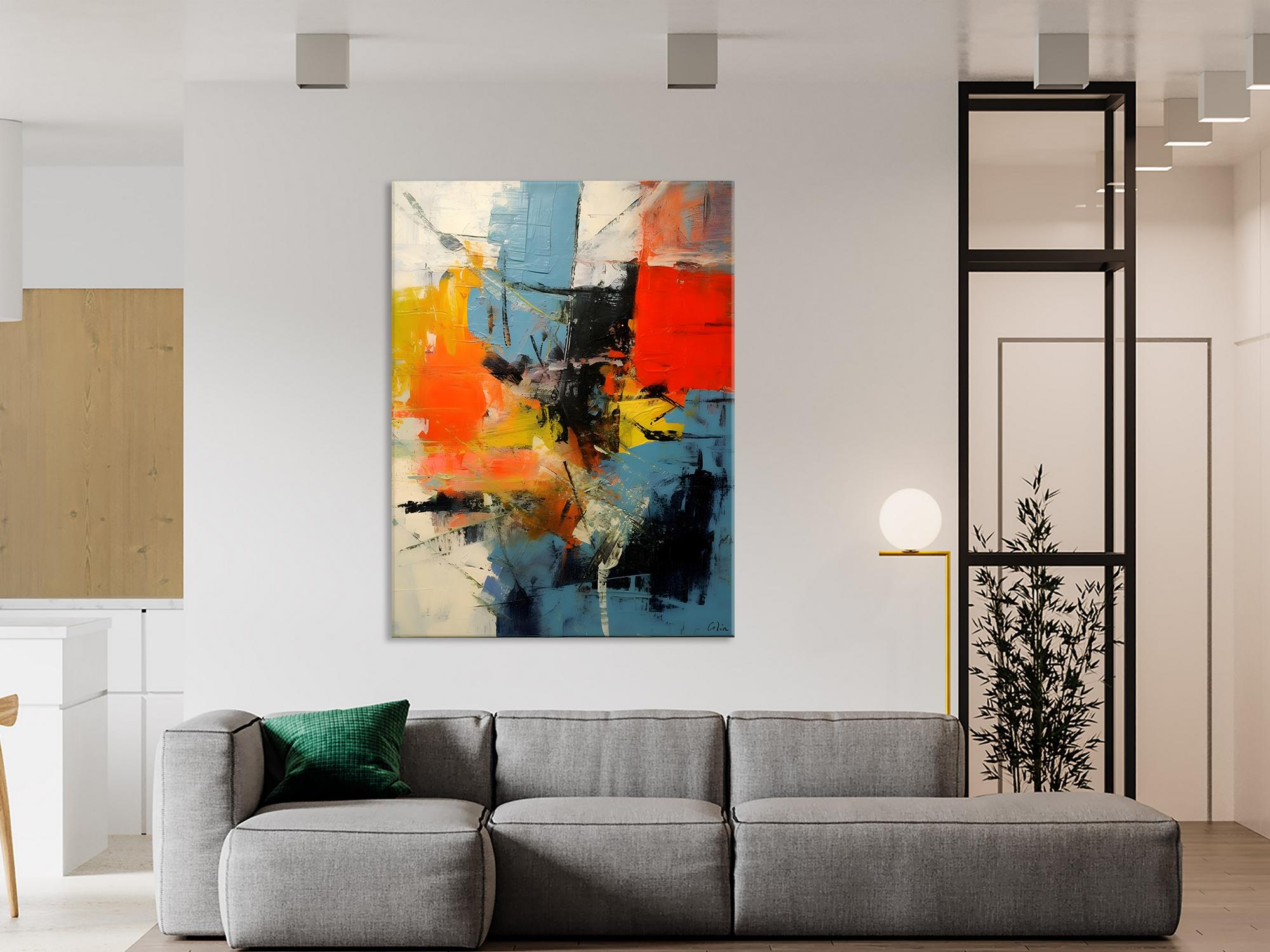 Abstract Paintings for Dining Room & Modern Wall Art Behind Sofa | Original Palette Knife Canvas Art | Impasto Oil Painting for Home Decor | Perfect for Living Room, Bedroom & Office Spaces