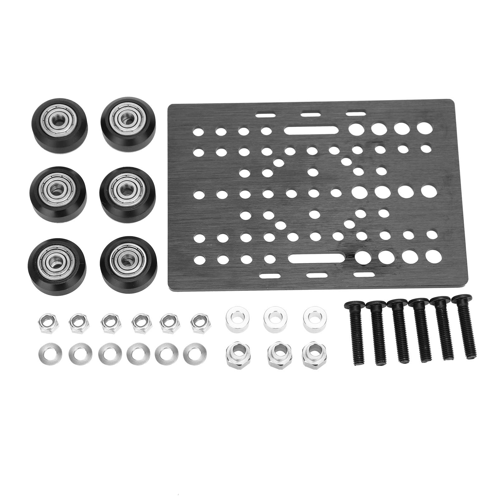 LANTRO JS 3D Printer Slide Gantry Plate Bearing Pulley Set - 20mm to 80mm V-Type Linear Actuators with Build Board | High-Precision DIY 3D Printing Upgrade Kit for Smooth Motion & Enhanced Stability | Perfect for Creality Ender 3, CR-10, and Other FDM Printers