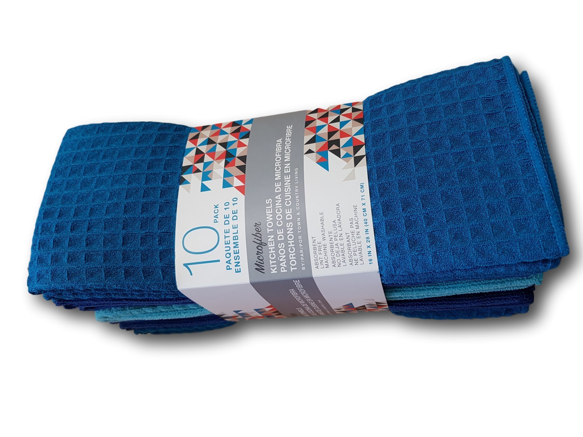 Premium Microfiber Kitchen Towels Set of 10 - Ultra Absorbent & Lint-Free Cleaning Cloths for Dishes, Countertops & Appliances - Quick-Drying Blue Dish Towels for Home & Restaurant Use