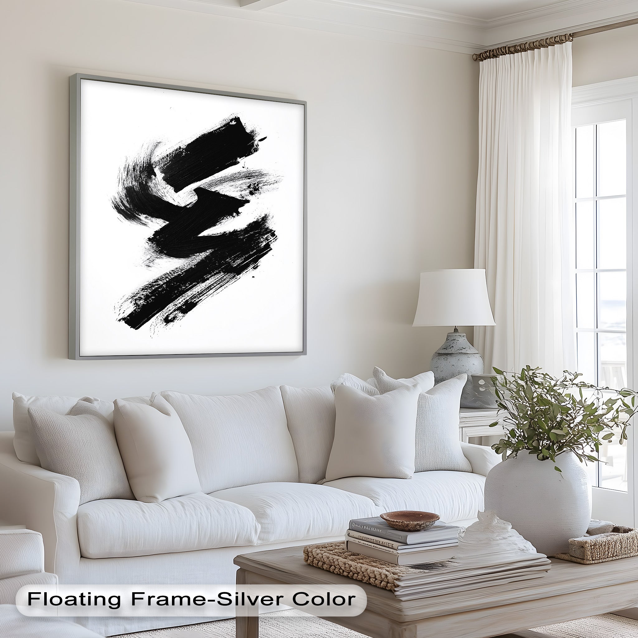 Black Brushstroke Abstract Oil Painting - Modern Wall Art for Living Room, Bedroom & Office Decor