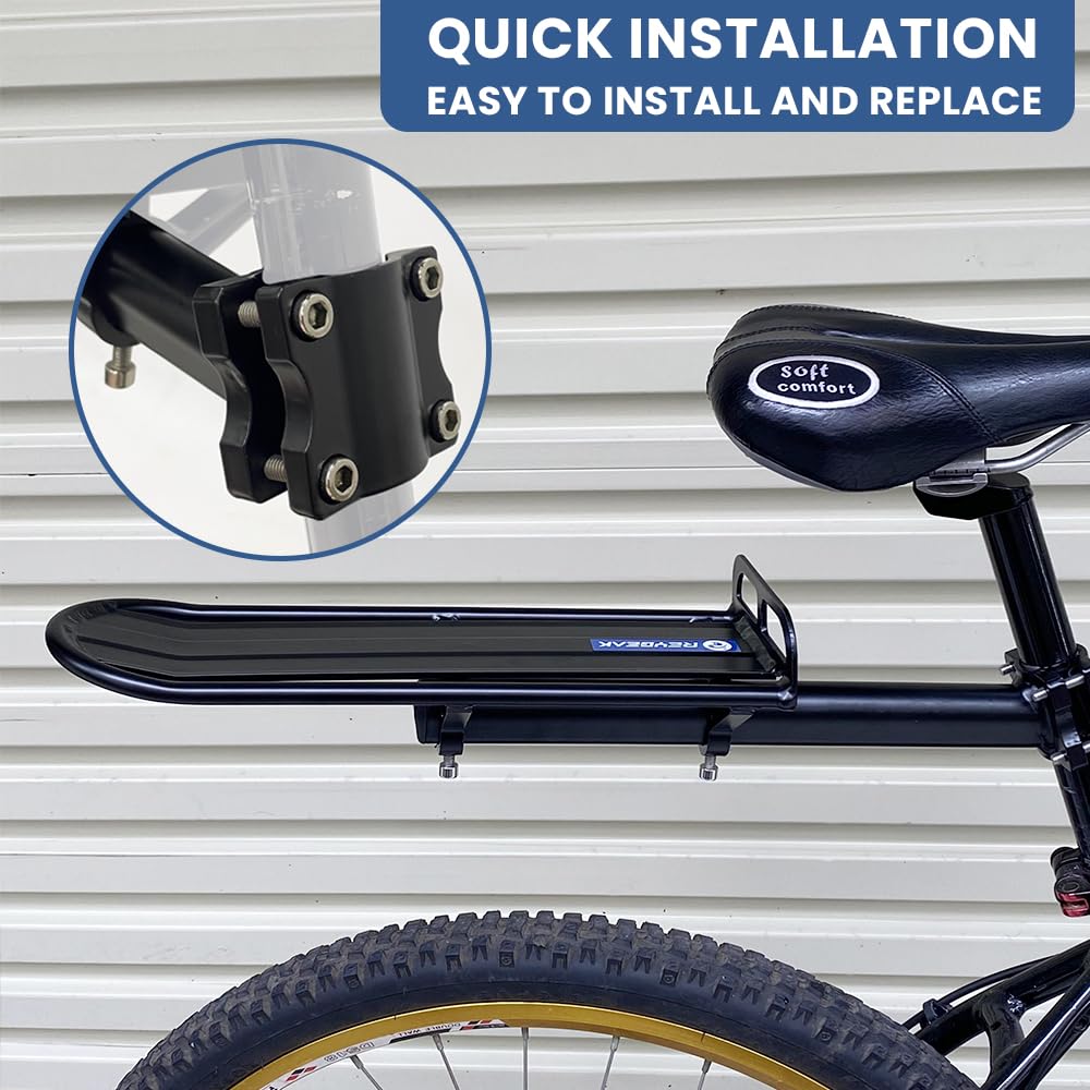Heavy Duty Aluminum Alloy Rear Bike Rack - Quick Release Retractable Bicycle Cargo Carrier (15.5 lbs Capacity) Universal Mountain Bike Luggage Rack for Commuting, Touring & Outdoor Adventures