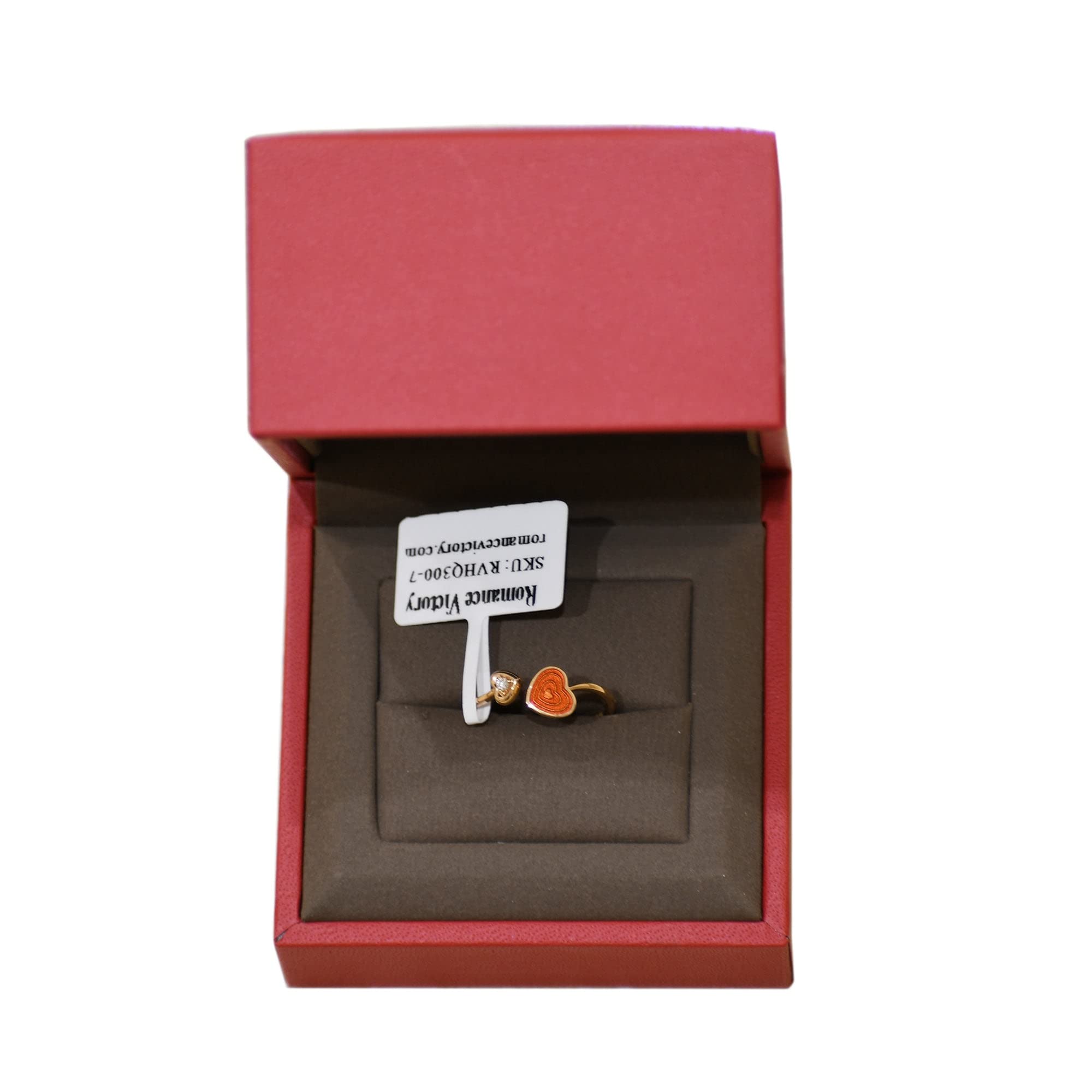IGI Certified 18k Solid Rose Gold Natural Diamond Red Enamel Ring - 0.02ct G-H Color VS2-SI1 Clarity RVLA Romance Victory Collection | Perfect for Engagement, Anniversary Gifts & Special Occasions