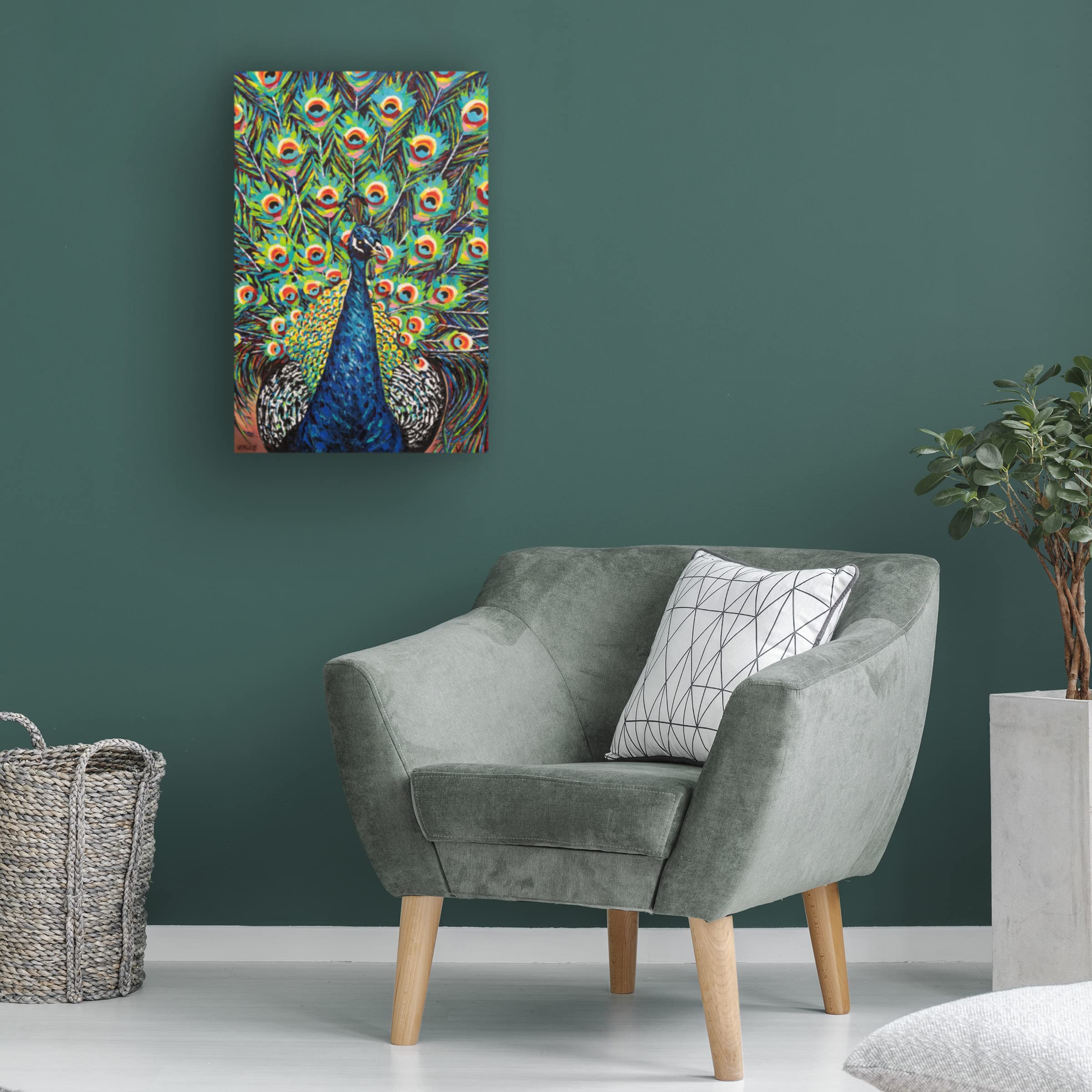 Trademark Fine Art 'Lavish Peacock II' Canvas Wall Art by Carolee Vitaletti - Elegant Peacock Painting for Living Room, Bedroom & Office Decor