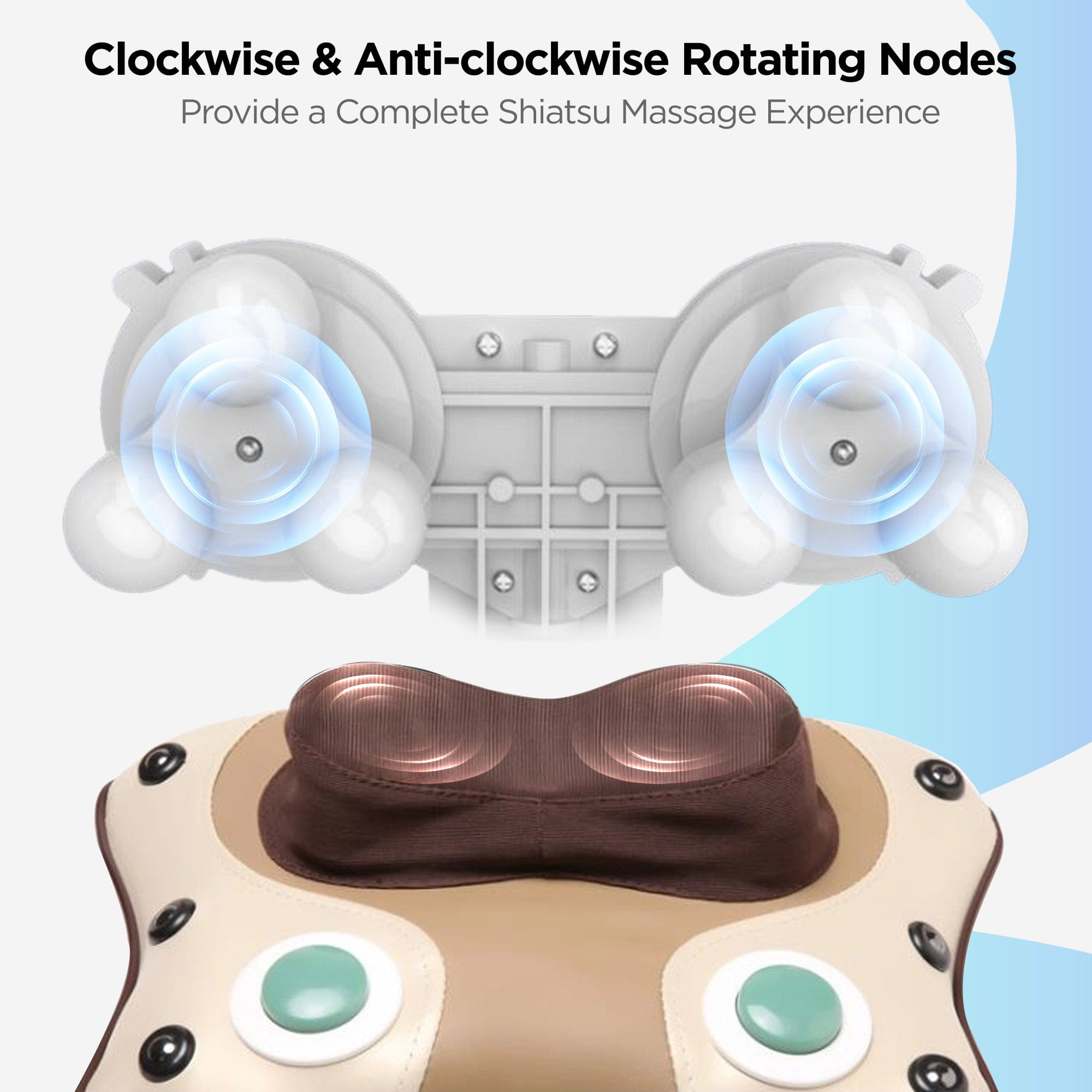Dr Physio USA 3D Massage Pillow for Back, Shoulder & Leg Pain Relief - Shiatsu Kneading Rolling Heating Massager with Adjustable Speed - Perfect for Home, Office & Car Use - Model 1009 (Brown)