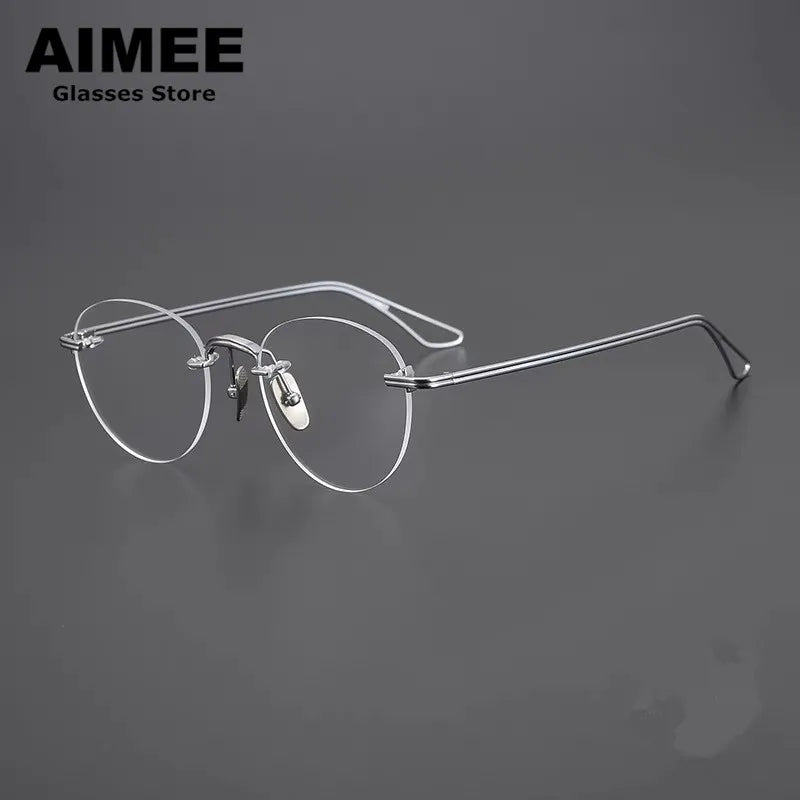 Aimee Women's Rimless Round Oval Titanium Eyeglasses 13439 - Lightweight & Durable Eyewear for Work, Reading & Everyday Fashion