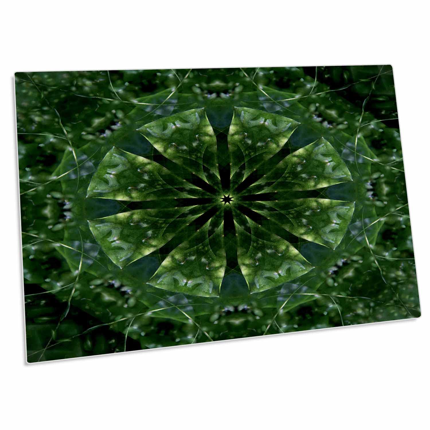 3D Rose Colorful Kaleidoscope Shades of Green Desk Pad Place Mats (DPD-343031-1) - Non-Slip Table Protector for Dining, Office, or Home Decor