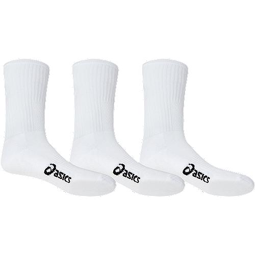 ASICS Pace Crew Socks 3-Pack - White Athletic Running Socks for Men & Women - Cushioned Comfort for Sports, Gym & Everyday Wear
