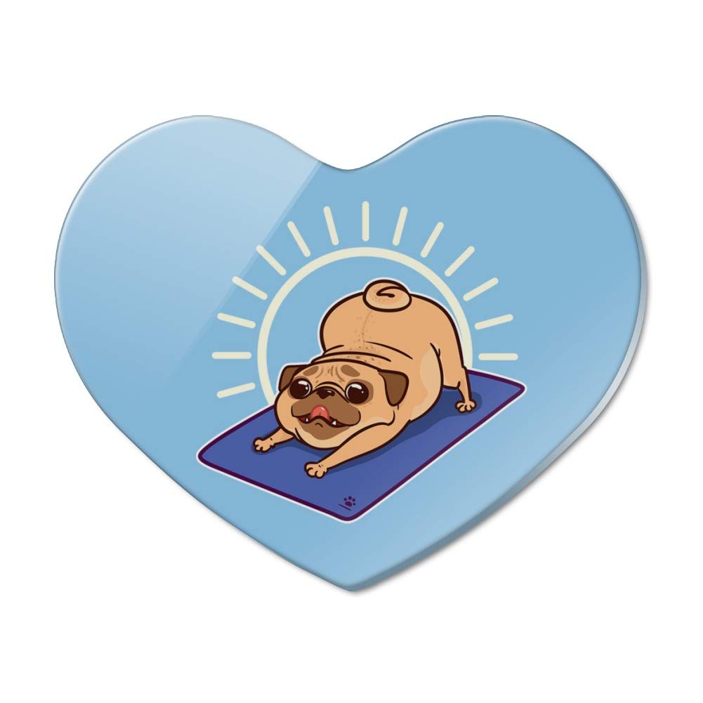 Funny Downward Facing Dog Pug Yoga Heart Acrylic Fridge Magnet - Perfect for Kitchen Decor, Office Whiteboard & Gift for Dog Lovers