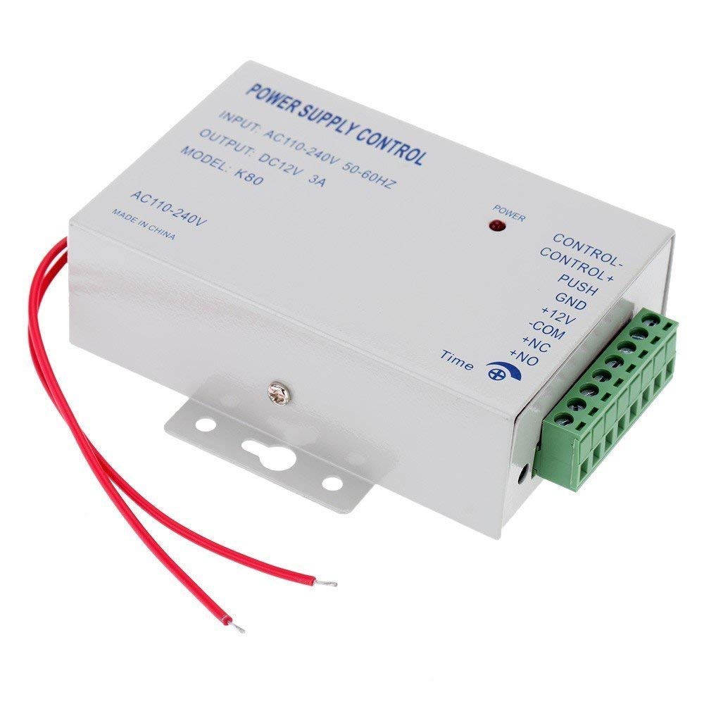 12V DC Power Supply Controller for Access Control Systems - Converts AC 110-240V to DC 12V - Compatible with Electric Strike Locks, Magnetic Locks, Intercoms & Video Door Phones - Ideal for Home Security & Commercial Building Access Control