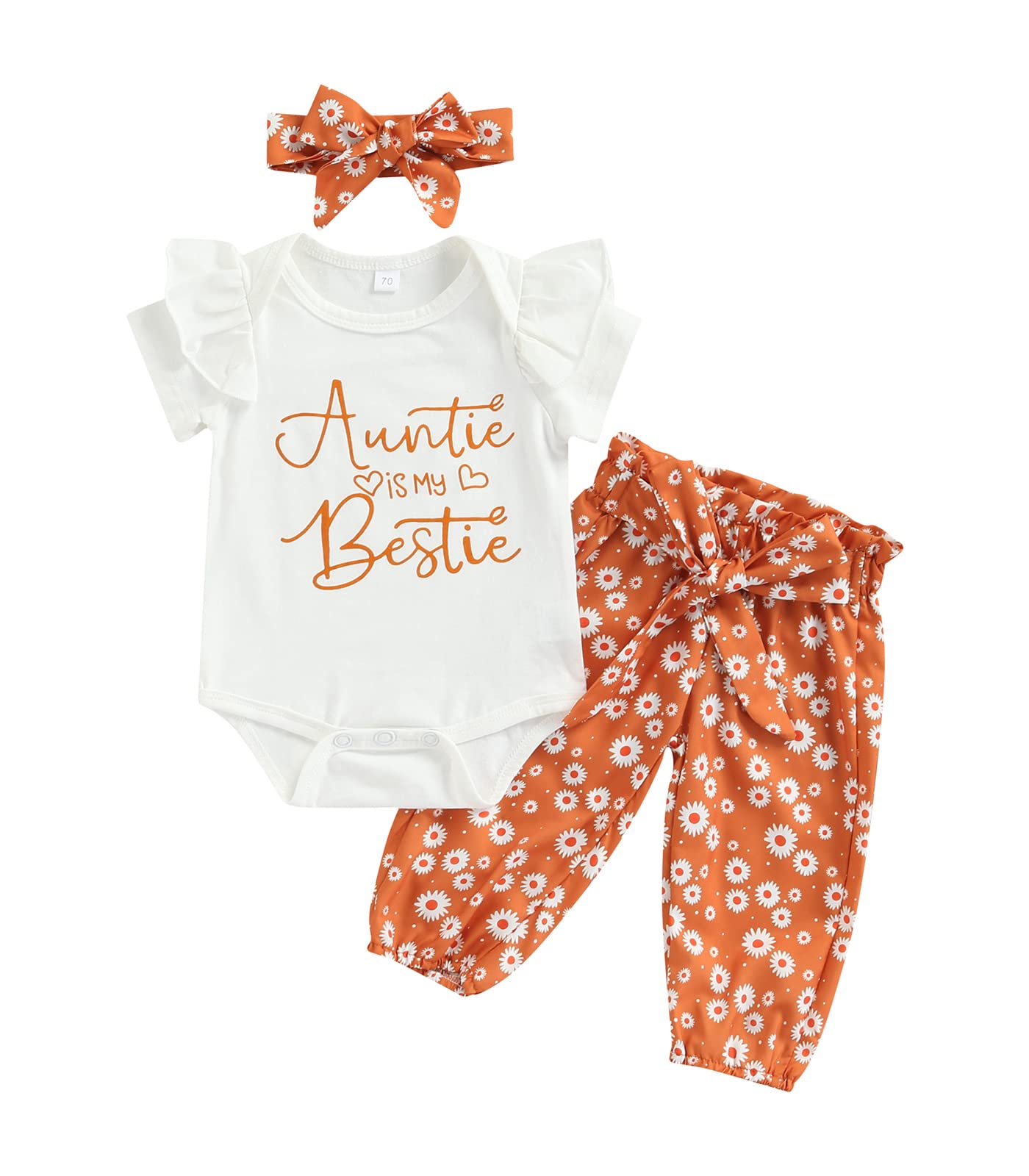 **Adorable Newborn Baby Girl Clothes Set - 3PC Floral Romper & Pants Outfit for Fall & Winter | Bestie Gift for Aunties | Perfect for Holidays, Photoshoots & Special Occasions**