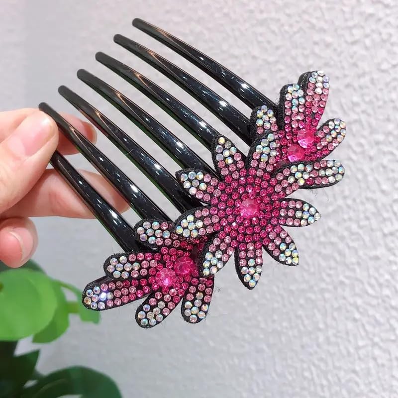 VSAKSH Rhinestone Flower Hair Clips for Women - Decorative Side Combs Hairpins, Wedding Party & Daily Hair Accessories - Perfect for Bridal, Prom, Date Night & Special Occasions
