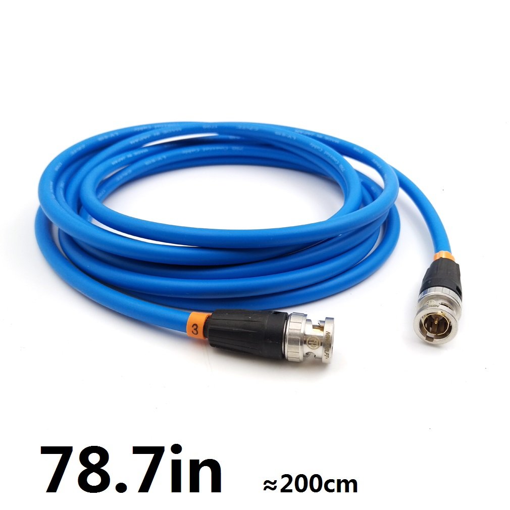 High-Quality SDI Video Cable Neutrik BNC to BNC Coiled Cable - 200cm (78.7in) Blue - Compatible with SmallHD, Canare, and Professional Video Equipment - Perfect for Studio, Broadcast, and Live Event Production
