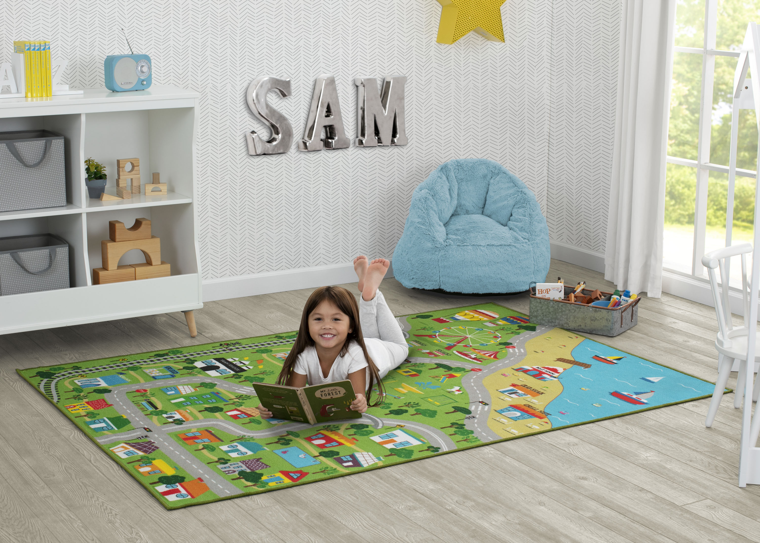 Extra Large 78x54 Inch Road Map Activity Rug for Kids - Playroom & Classroom Carpet for Boys and Girls - Perfect for Learning Geography & Pretend Play