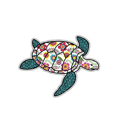Colorful Floral Sea Turtle Sticker - Waterproof Vinyl Decal for Cars, Trucks, Laptops, Phones & Walls - Perfect for Windows, Bumpers, Notebooks & Home Decor