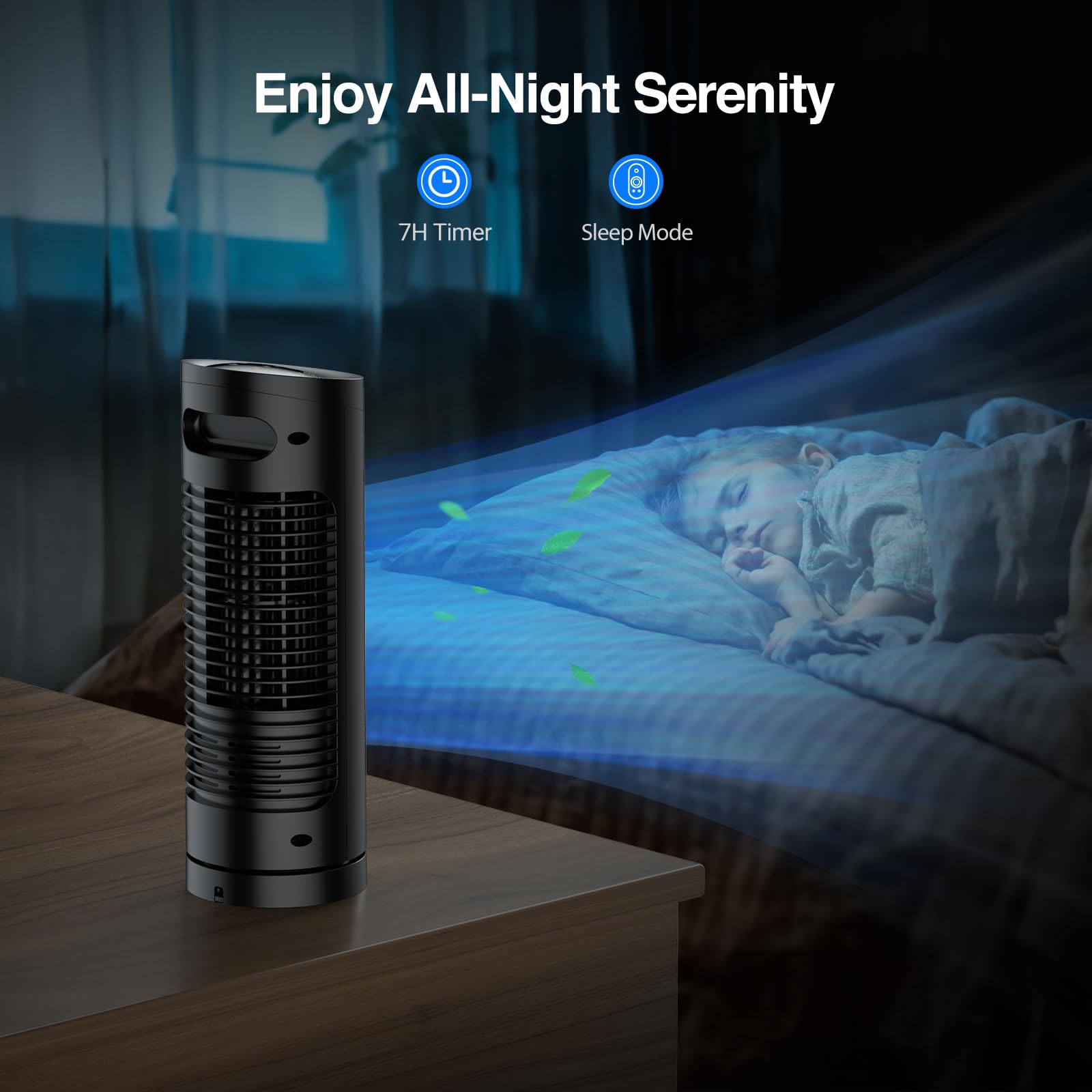 VCK 13'' Oscillating Table Fan - 70° Tower Fan with Remote Control, 3 Speed Settings & 3 Wind Modes, Timer Function, Safe Bladeless Design, Digital Touch Screen - Ultra Quiet Desk Fan for Home, Office, Bedroom & Workspace | Perfect for Cooling, Air Circulation & White Noise Sleep Aid