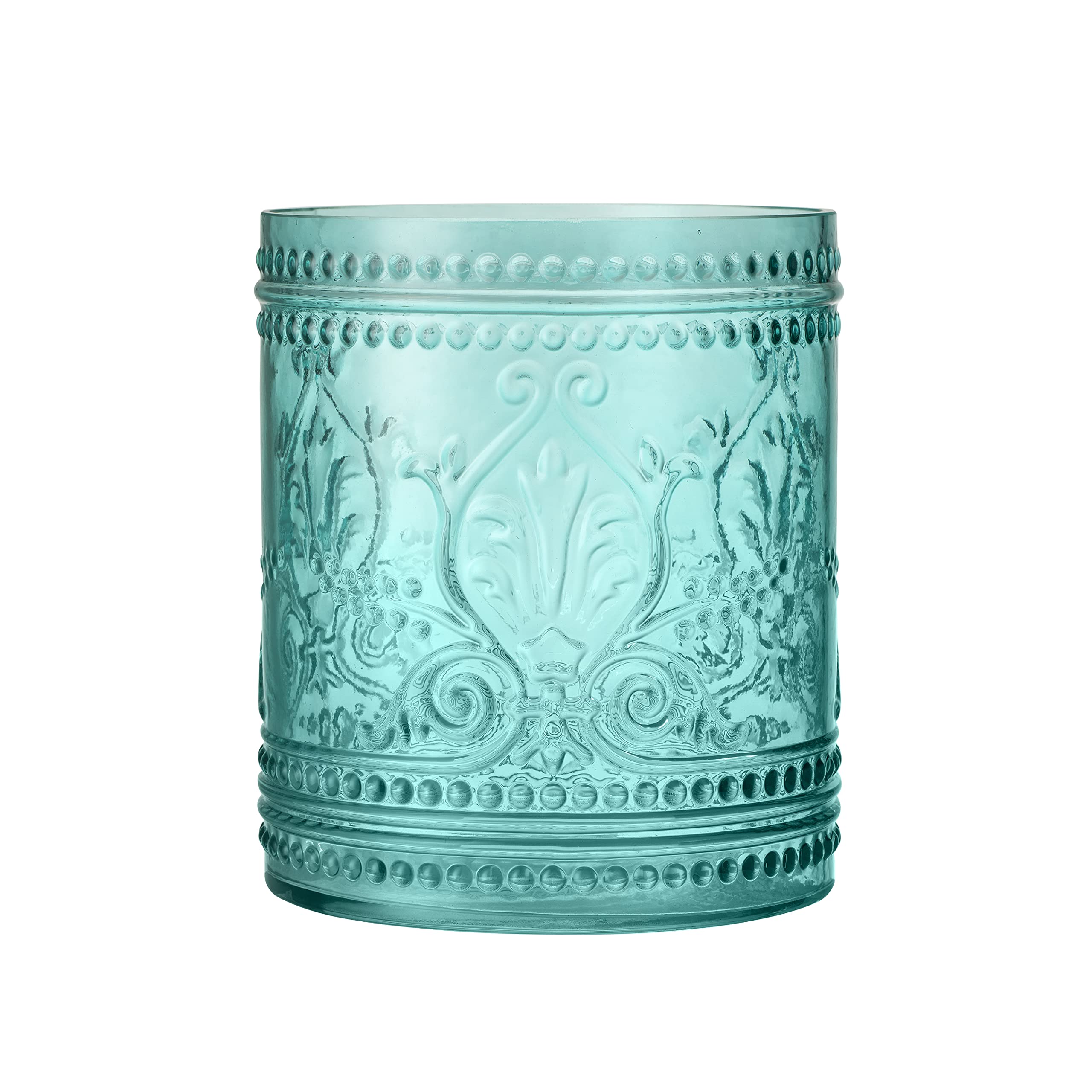 KMwares 2.6-Gallon Thick Glass Wastebasket - Durable Odor-Free Trash Can with Lid, Easy to Clean Decorative Bin for Kitchen, Bathroom, Office & Living Room - Stylish Teal Blue Home Decor Garbage Can