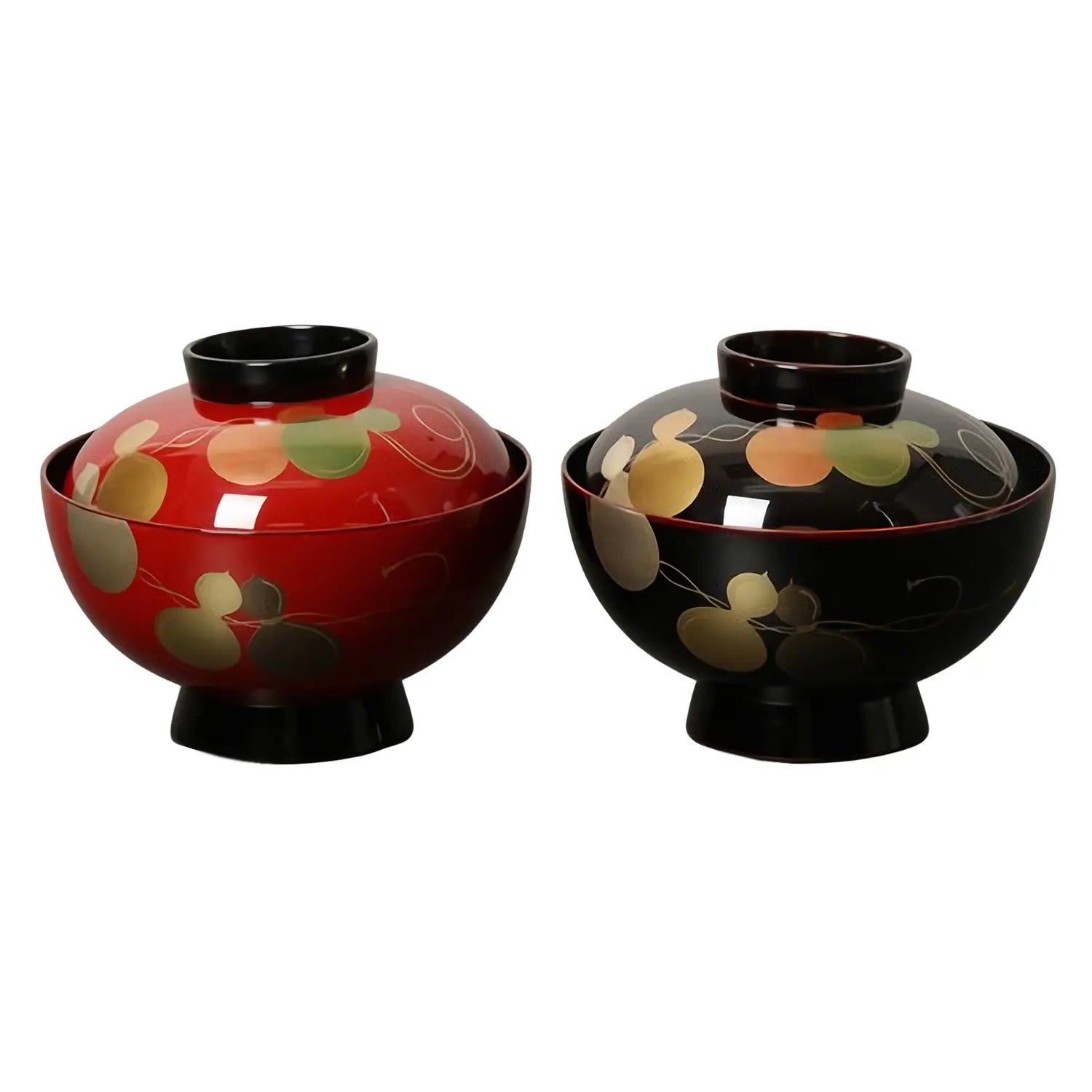 Echizen Shikki Makie Synthetic Resin Couple Soup Bowls Set of 6 - Japanese Lacquerware Gourd Design for Asian Cuisine, Ramen & Special Occasions