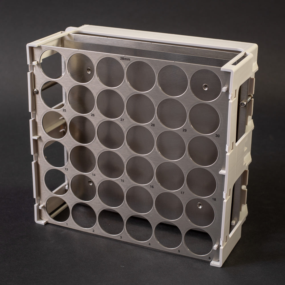 Foxy® R1 & R2 28mm Scintillation Vial Racks - Holds 36 Vials - Perfect for Lab Organization & Sample Storage in Research Facilities